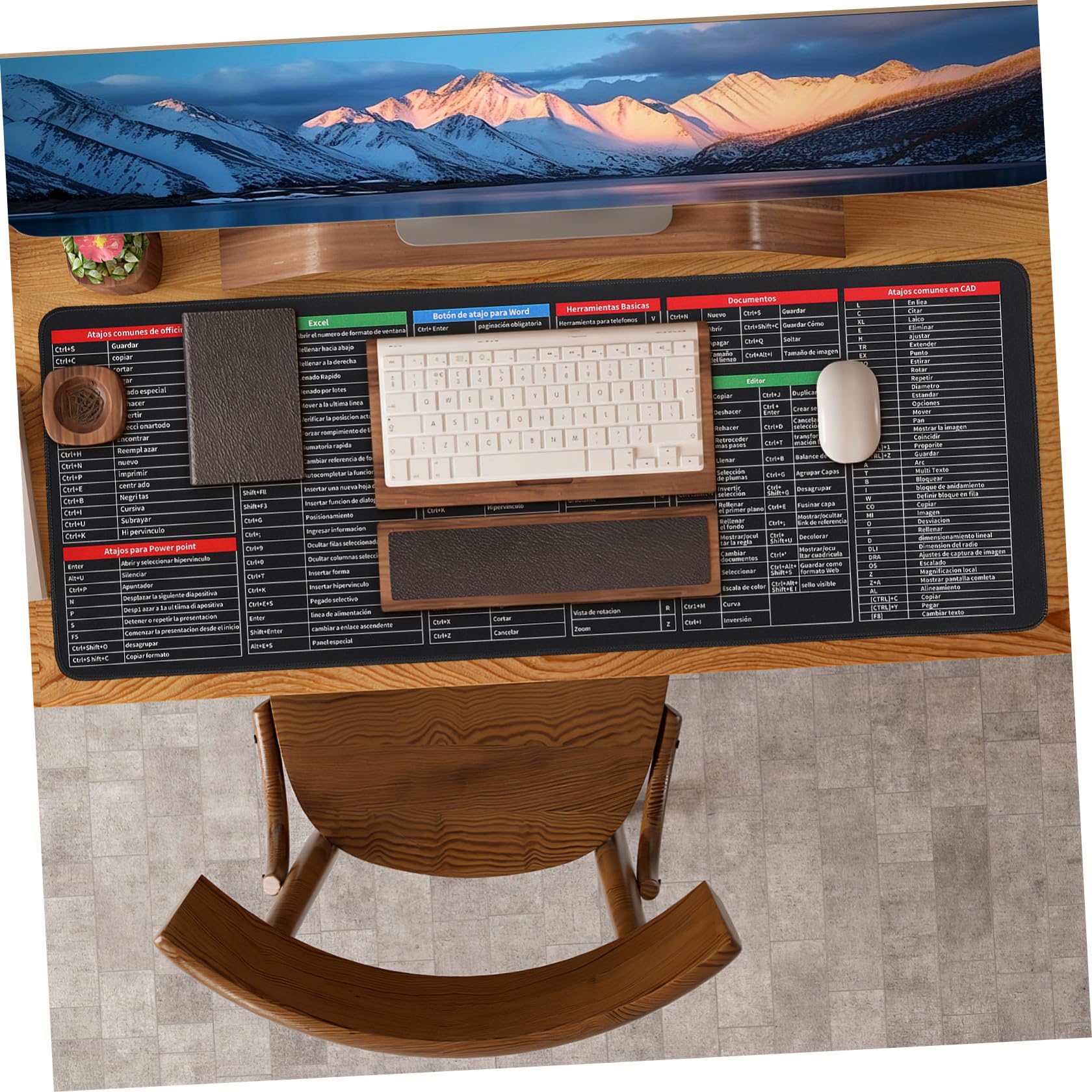 GLEAVI Excel Spickzettel Mauspad 300x800x3mm Rutschfestes Wasserfestes Schreibtischpad aus Gummi Stoff Extra Großzügig für Büro Homeoffice
