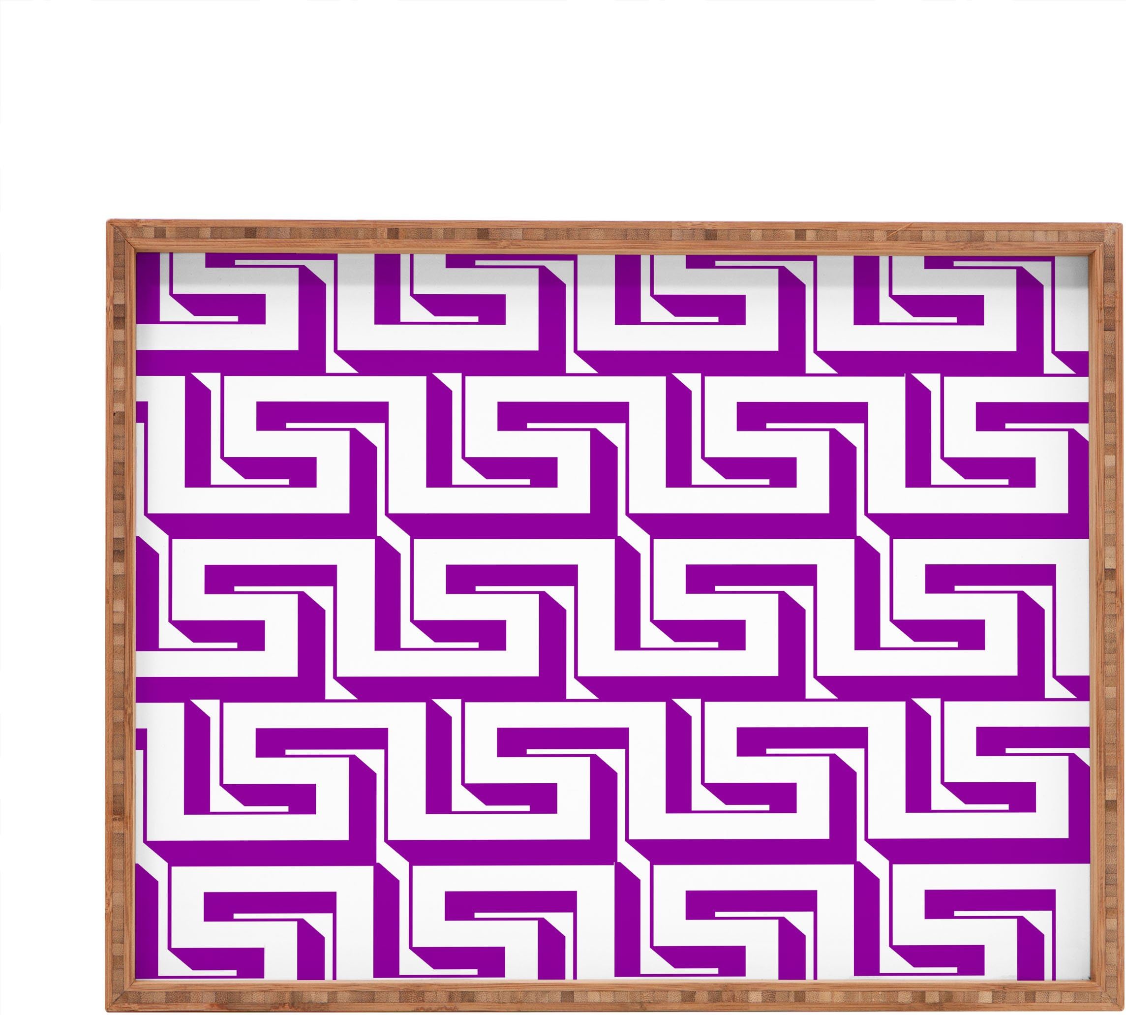 DENY Designs Lara Kulpa Greeky Magenta Rectangular Outdoor Tray, Large