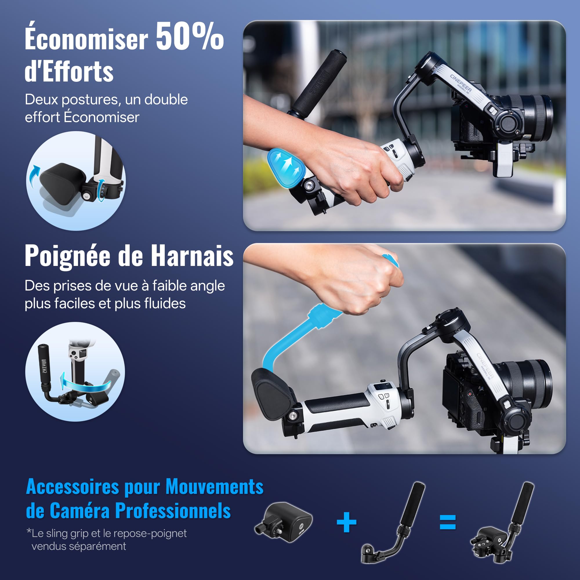 ZHIYUN CINEPEER Weebill 3E [Officiel] Stabilisateur Appareil Photo, Stabilisateur Camera 3 Axes pour Caméras DSLR et sans Miroir, Compatible avec Canon/Sony/Panasonic/Fujifilm, 3kg de Charge Utile