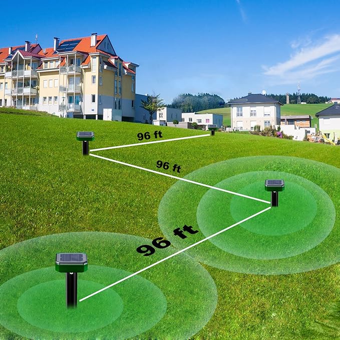 The repellents in this pack utilize ultrasonic technology to emit high-frequency sound waves that are unpleasant to pests, driving them away from your outdoor space. These devices are solar-powered, meaning they are energy-efficient and environmentally friendly. They are easy to install by simply placing them in the ground or hanging them on stakes, making them a hassle-free solution for pest control.
