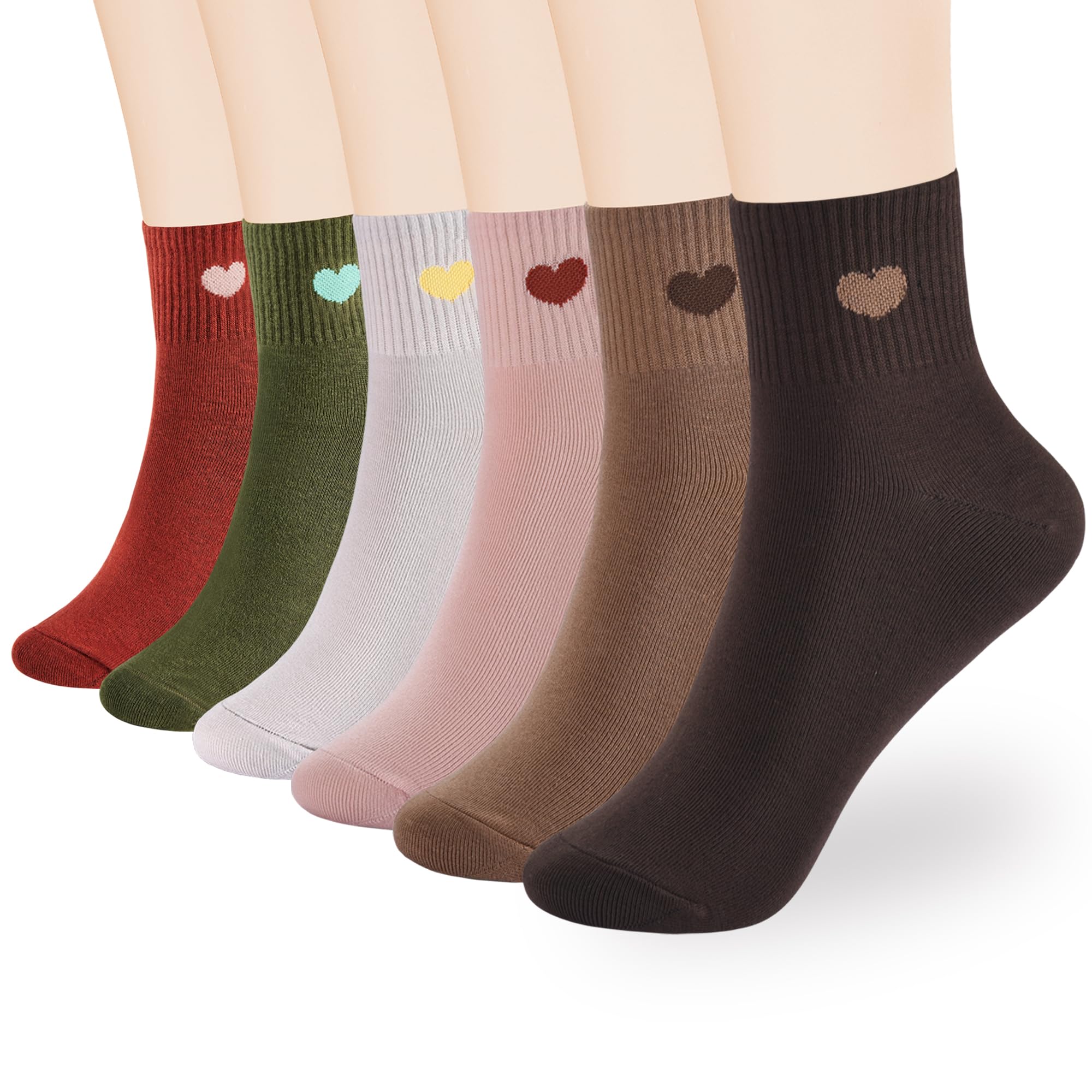 inheesWomen's Cute Ankle Crew Socks - Novelty Fun Heart Cotton Casual Athletic Running Socks 6Pairs With Gift Box