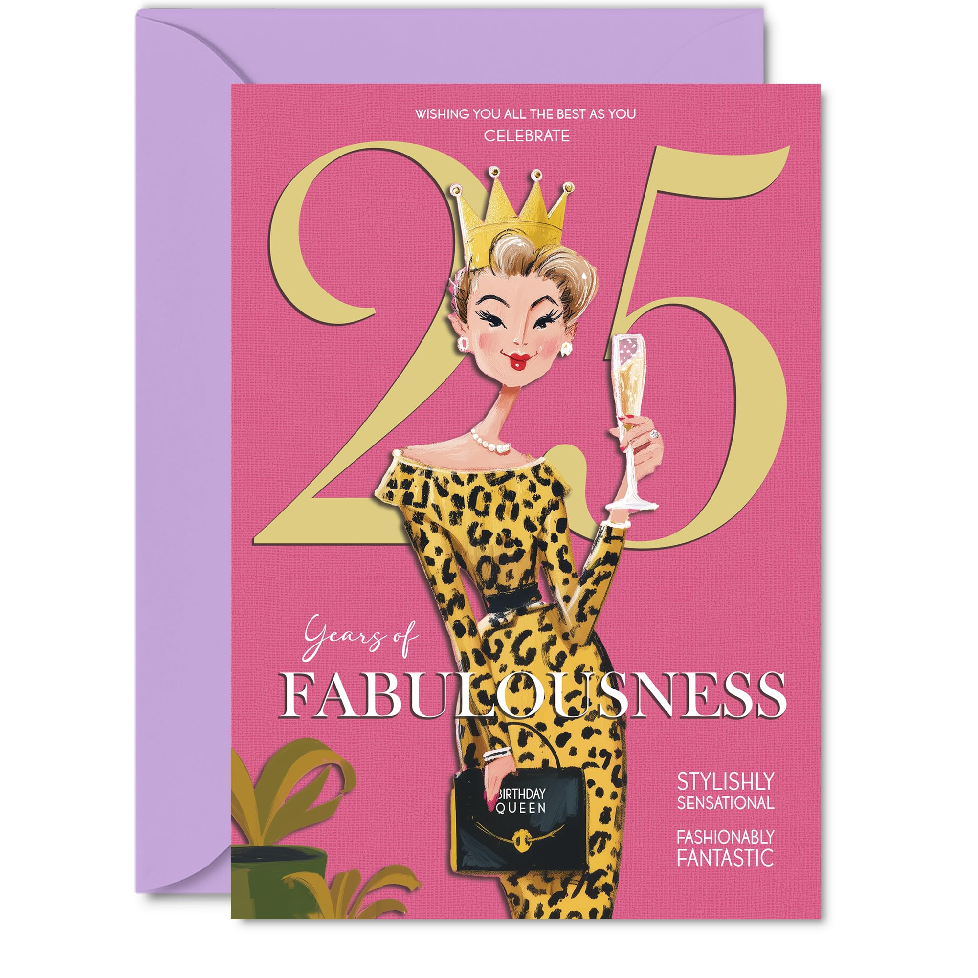 25th Birthday Cards for Women - Years Of Fabulousness - Happy Birthday Card for 25 Year Old Woman Cousin Niece Friend Auntie, 5x7 Inch Bday Greeting Cards