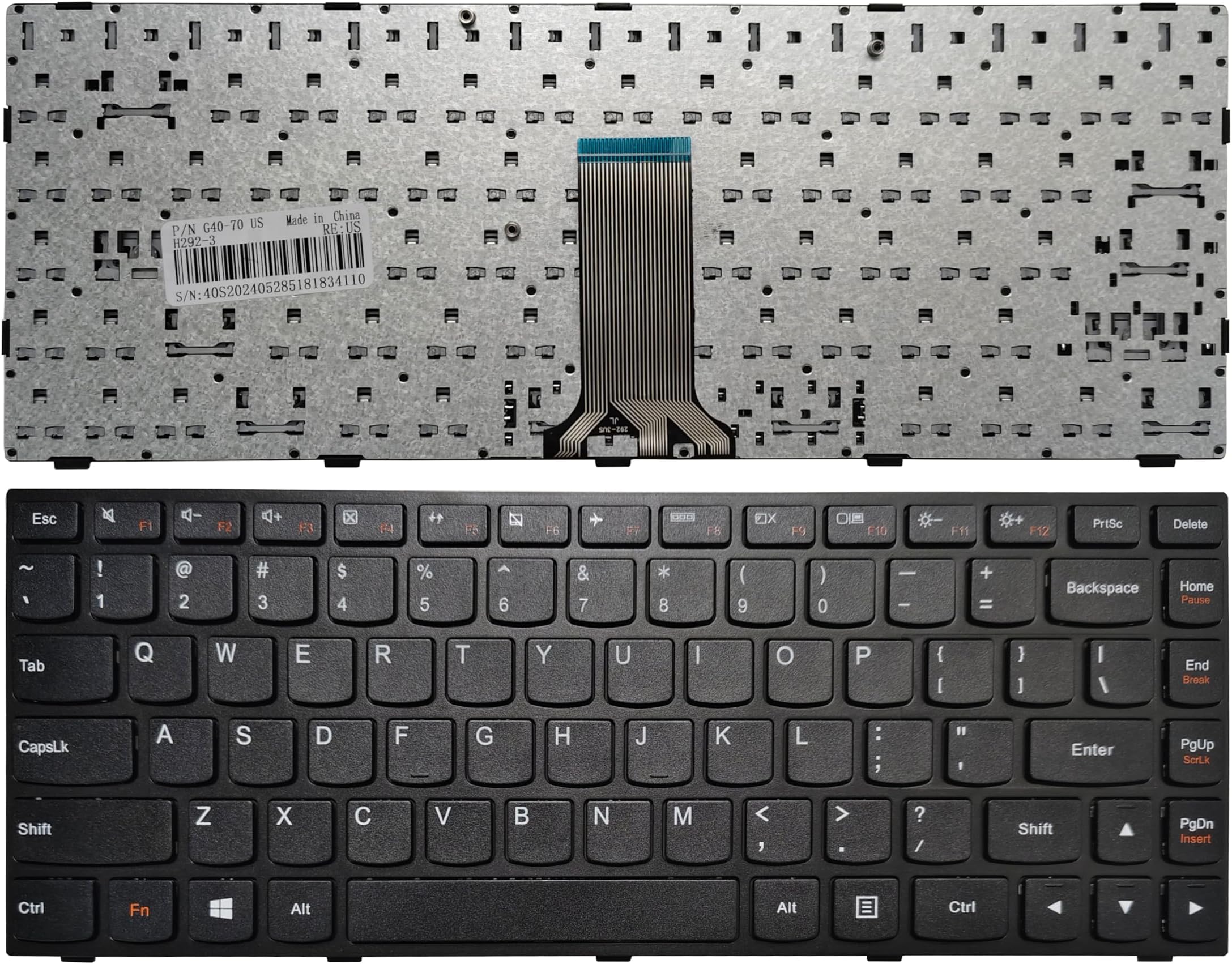 Laptop Replacement Keyboard Fit Lenovo IdeaPad G40-30 G40-45 G40-70 G40-80 G41-35 Flex 2-14D US Layout (Black Frame)