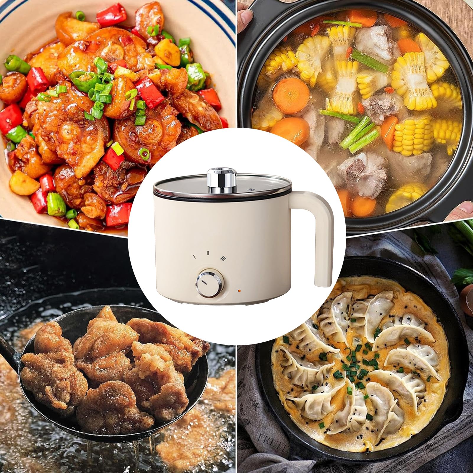 Casserole électrique, poêle à frire personnelle et cuisinière de dortoir pour œuf, soupe, porridge, steak, flocons d'avoine, appareil de cuisine compact pour étudiants