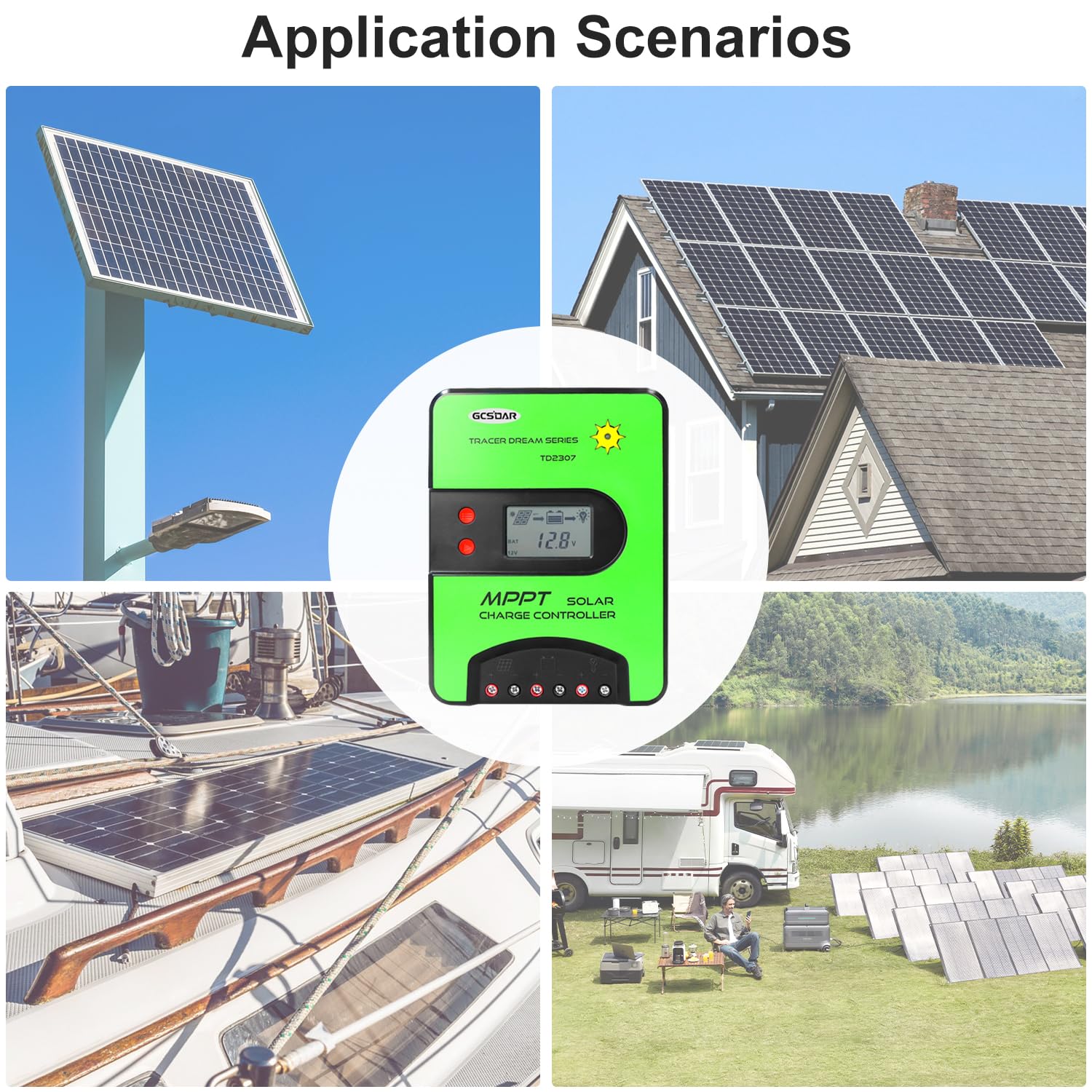 40A 12V/24V Auto MPPT Regolatore solare WiFi APP Controllo remoto Display LCD Pannello solare Gel sigillato Tipo Lifepo4