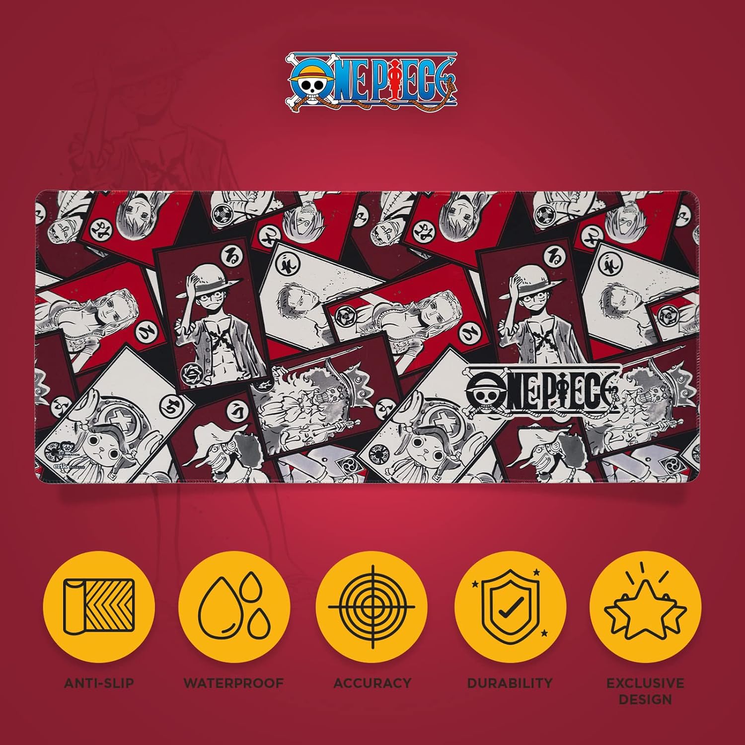 One Piece XXL Mouse Pad - MTG Playmat- 31.5" x 13.78" Non-Slip Rubber Base, Gaming Mouse Pad, Keyboard Mouse Mat - Manga Gifts