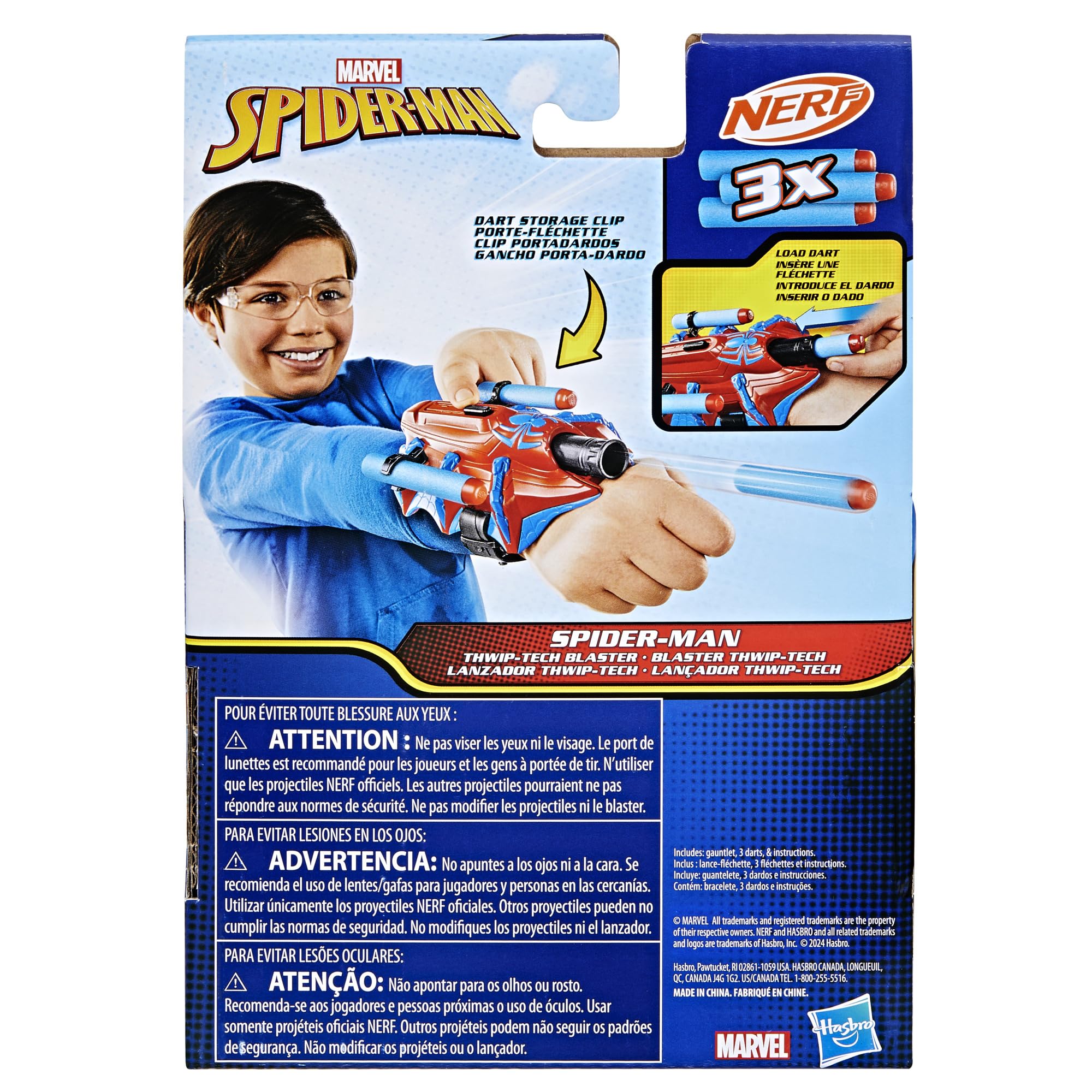 Marvel Nerf Spider-Man Thwip-Tech Blaster, Incluye 3 Dardos, Lanzador Web, Juguete de Juego de rol para niños de 5 años en adelante