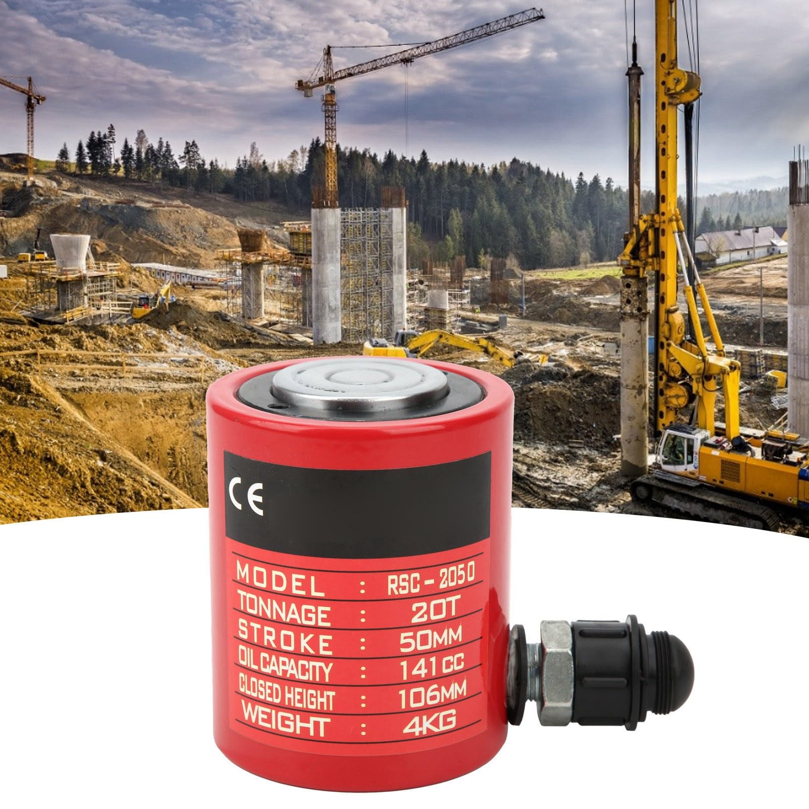 Garosa Siłownik Hydrauliczny RSC2050, Udźwig 20T, Chromowany, Lekki i Przenośny Podnośnik Typu Red Jack dla Przemysłu Elektroenergetycznego i Maszynowego