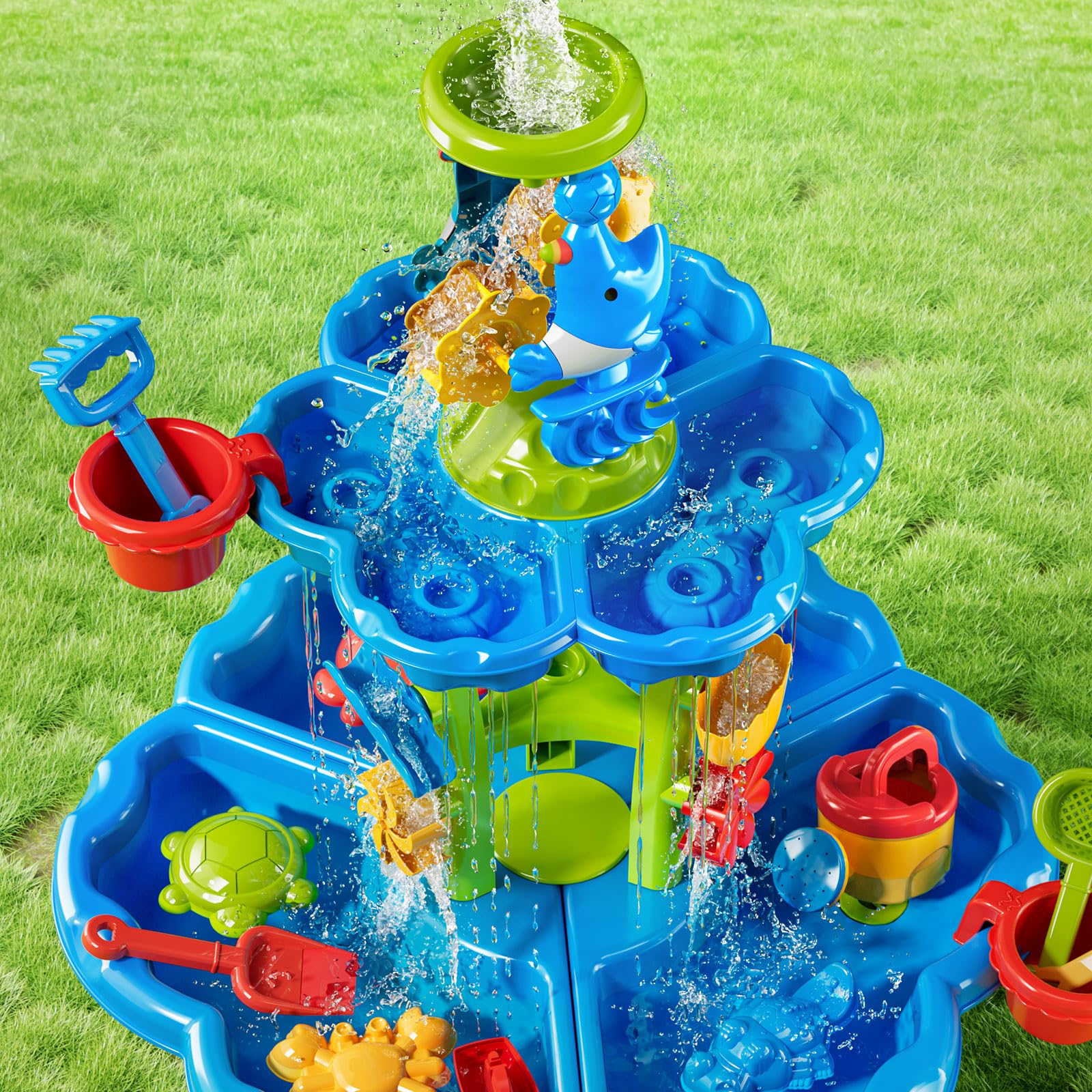JUKUDAHU Kinder-Blumen-Wasserspieltisch für Kinder 3-8 Jahre | Sensorisches Aktivitätsspielset, Sommer-Spielzeug, Outdoor-Sand- und Wassertisch, Für Jungen und Mädchen