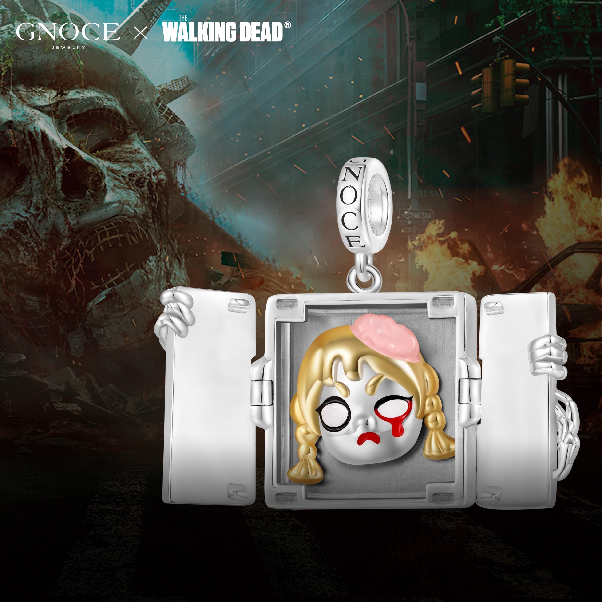 GNOCE Charm Anhänger Walking Dead Carl Grimes Anhänger 925 Sterlingsilber Beads Charms für Frauen und Mädchen Schmuckgeschenk für Filmfan