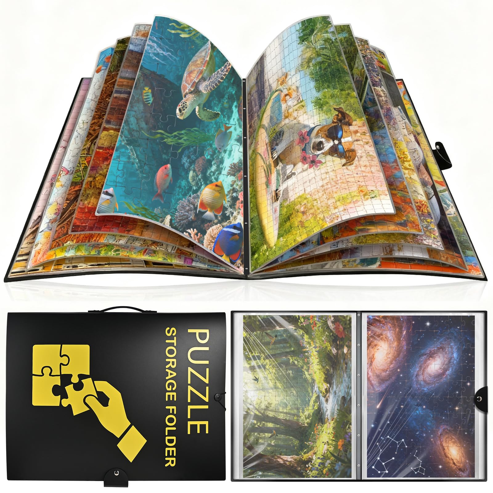 faburo puzzle storage folder book for 1000pcs puzzle, 28.3" x 20.5" puzzles binder portfolio with 20 pockets hold 40 puzzles | book holder organizers and storage keeper saver accessories
