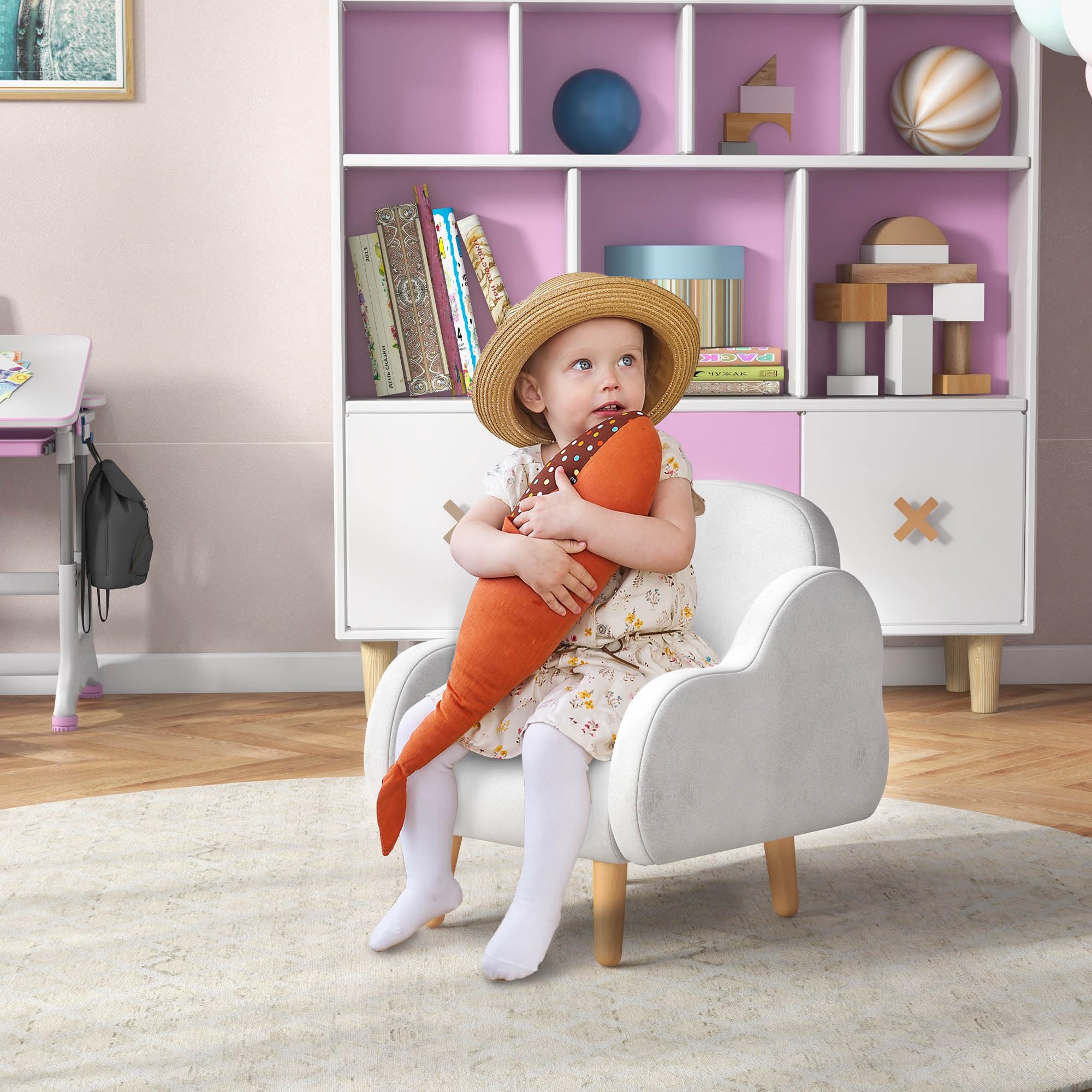 ZONEKIZ Wolkvorm peuter fauteuil, kinderstoel, kinderen mini-bank met