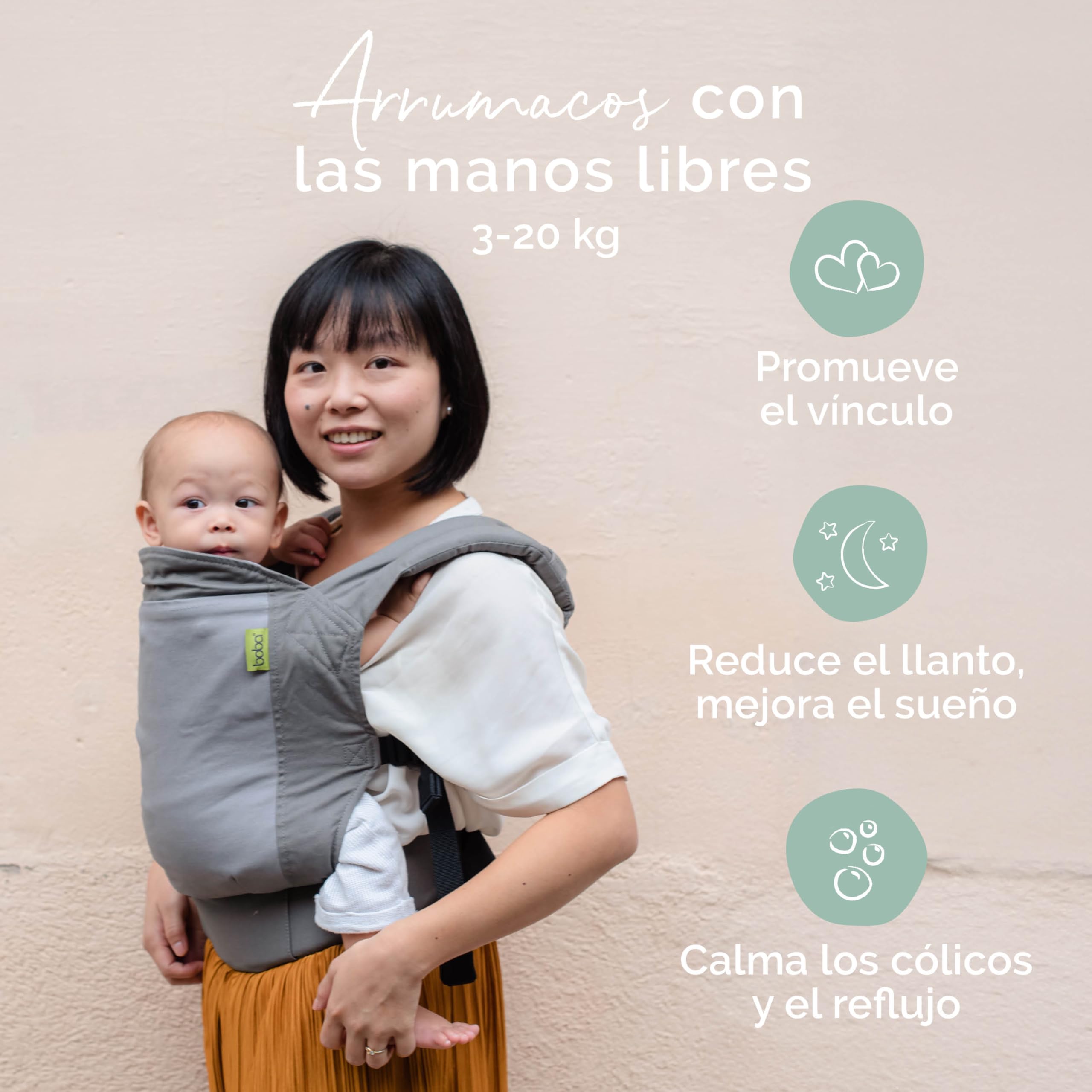 Boba Classic Mochila Portabebés, Porta Bebés Recién Nacidos y Niños Pequeños, Mochila de Porteo para Bebé 100% Algodón, Portabebés Ergonómico, Portabebés para Peques de 3-20 kg (Dusk) — view 2