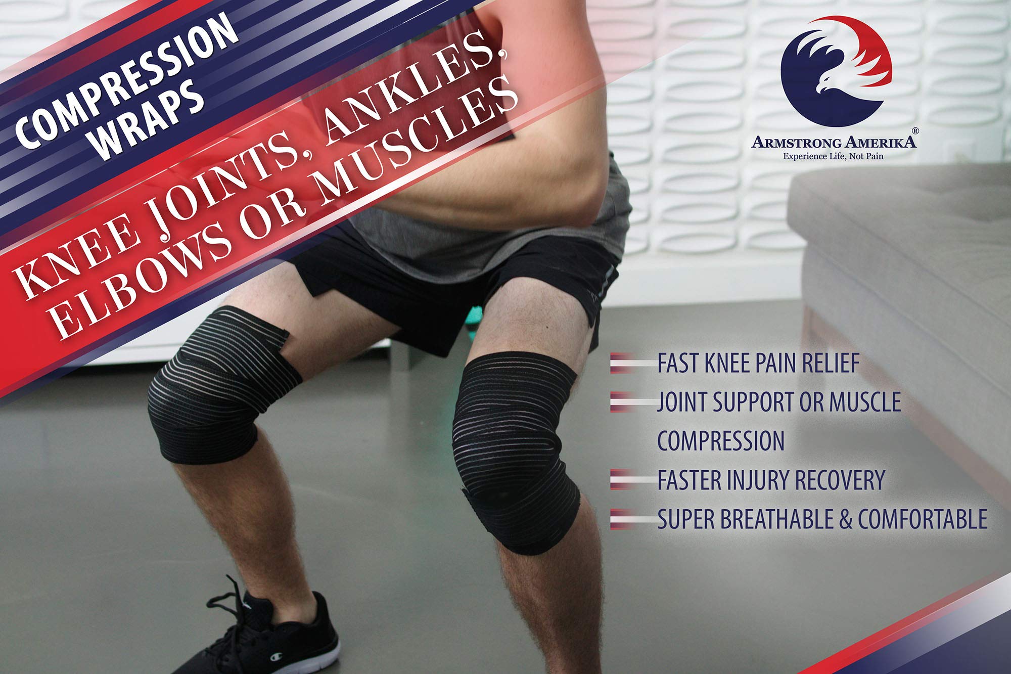 Elastic Knee Compression Bandage Wraps Support for Legs, Thighs