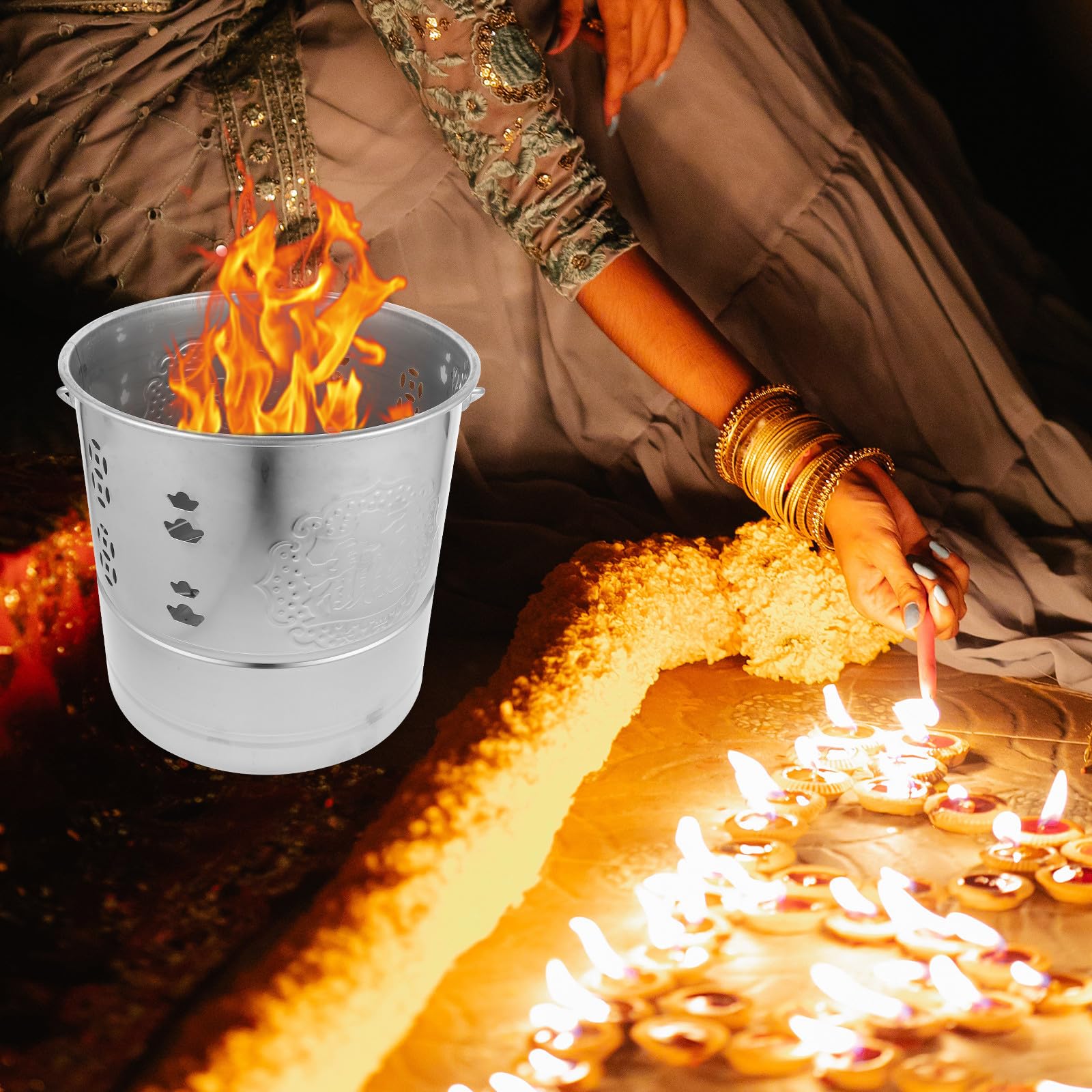 Verbrennungsofen Brenneimer aus Edelstahl für Opfergaben und Papierverbrennung im Tempel und Garten Zufälliger Stil