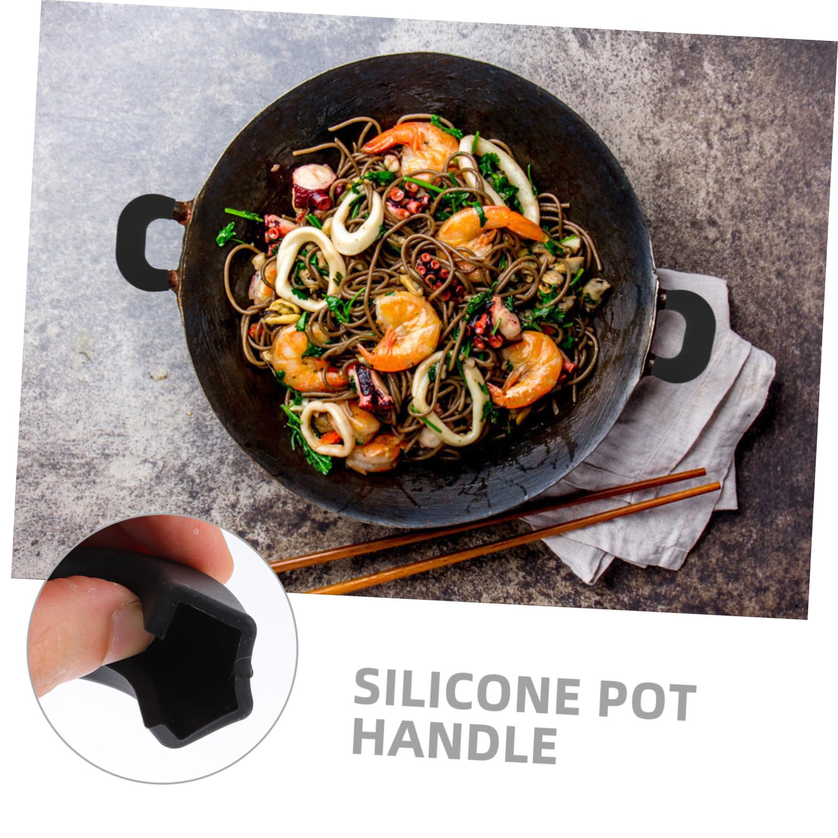 Protectores de Mango de Olla de Silicona Negra 4 Piezas Antideslizantes | Aislante Térmico, Fácil de Limpiar, para Asas de Ollas y Sartenes, Uso como Guantes de Horno