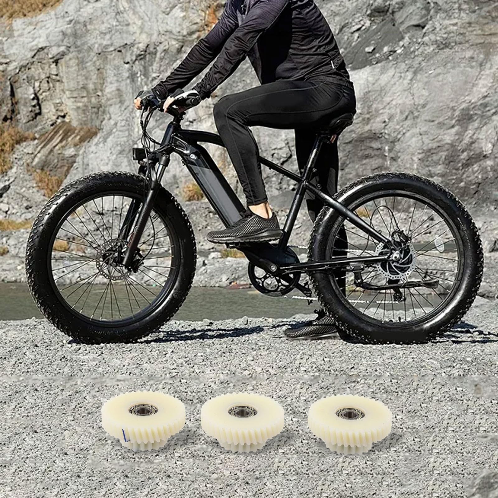 3-teiliges Getriebe-Set 40T+18T aus Nylon für AKM 95RX Motor, Ersatzteil für Elektrofahrrad-Antriebssystem, weiß