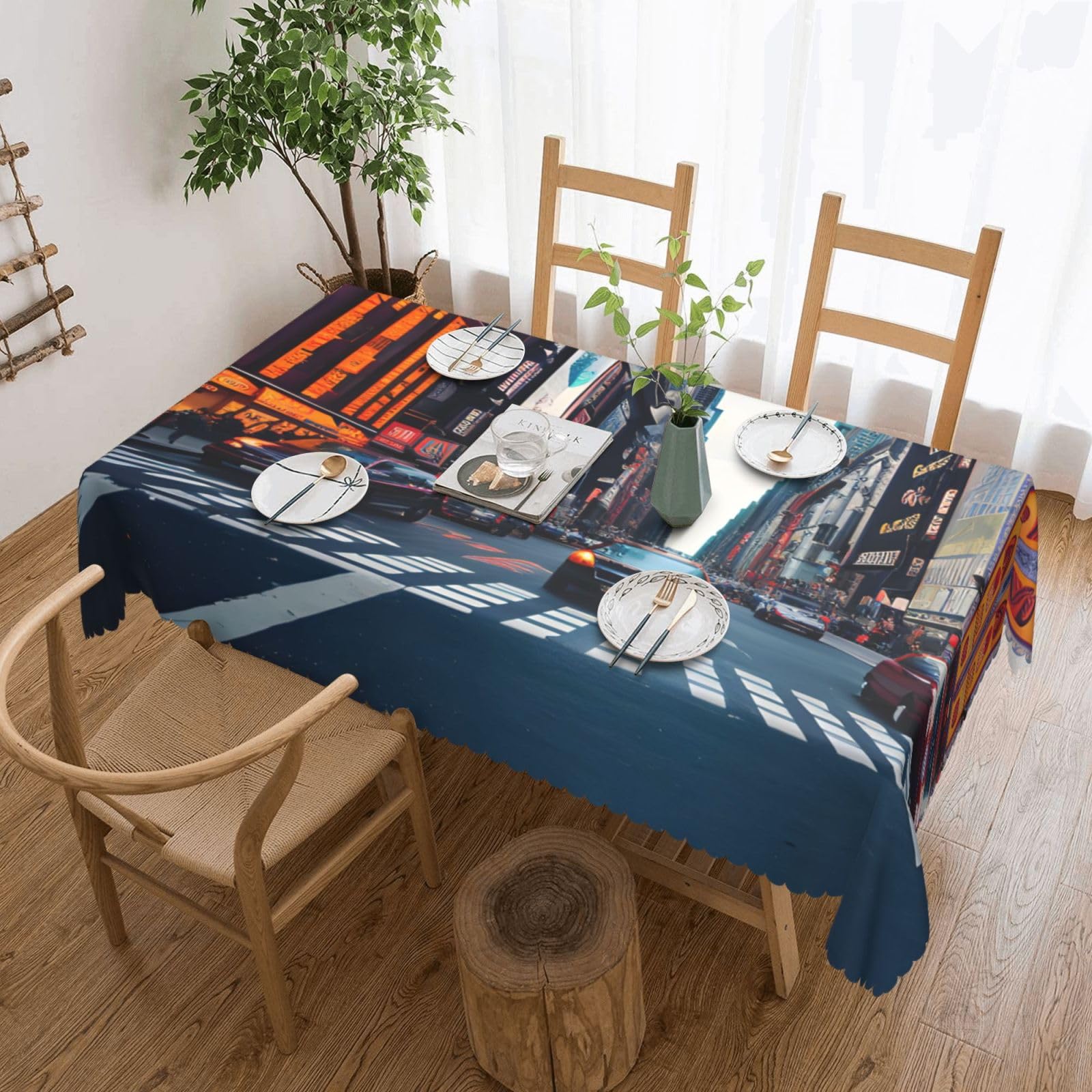 Nappe rectangulaire New York : tissu imprimé résistant pour vos dîners