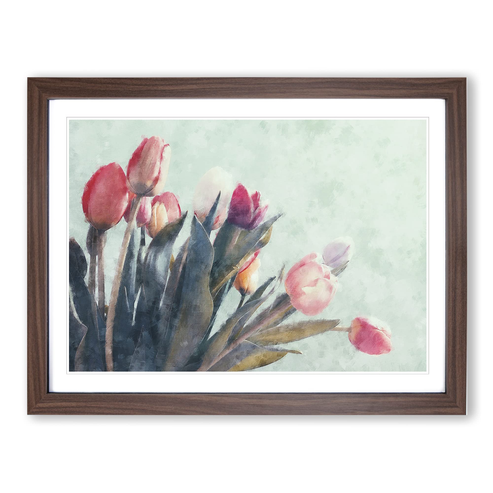 Bunch Of Pink Tulips Painting Modern Art Framed Wall Art Print