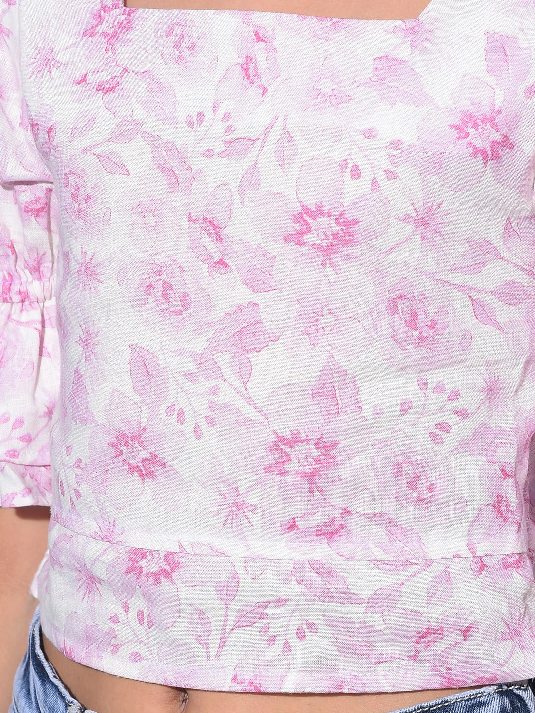 Crimsoune Club Girl's Pink Floral Print Crop Length Linen Top (9-10Y) 2