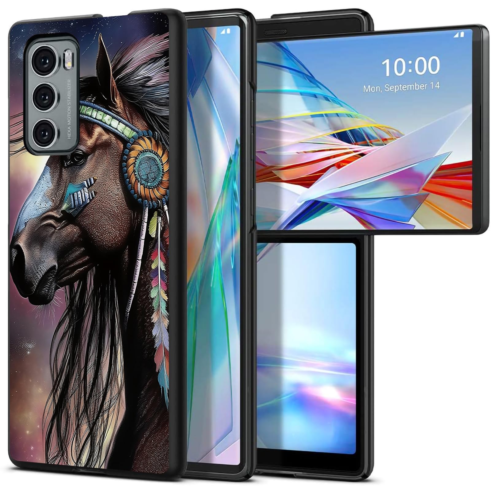 Indian Horse for LG Wing 5G 6.8" Phone Case, Slim Phone Case for LG Wing (2020), Hard PC Shookproof Wireless Charging Men/Women Cover for LG Wing 5G
