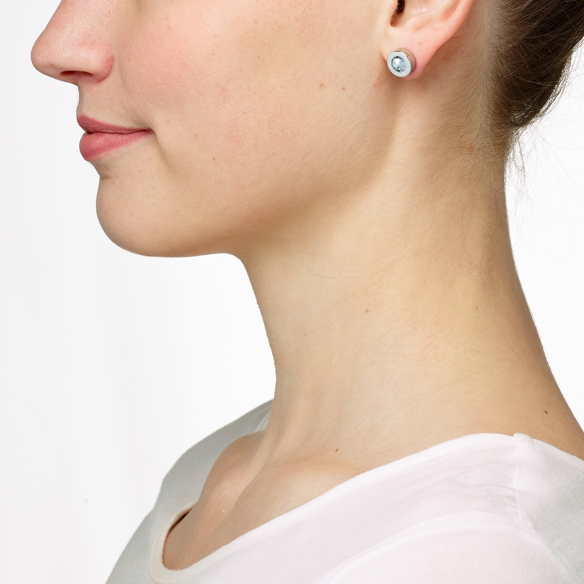 Heideman Ohrstecker Colori Damen Silber Edelstahl mit Kristall weiß 6mm