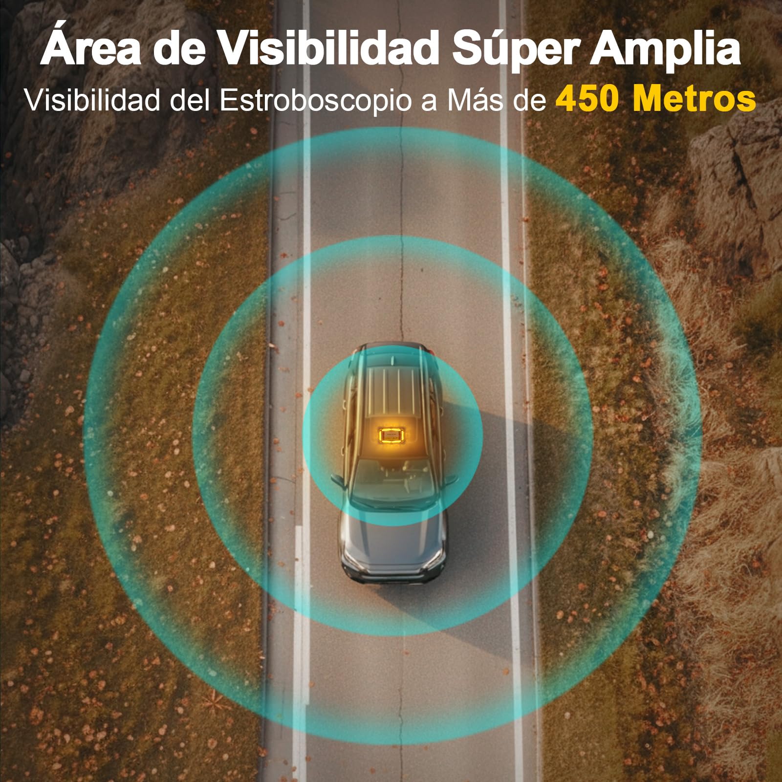 Rotativo Luz LED Estroboscópica, 12V-24V 90 LED Amarillo Luz de Emergencia para Vehículos de Construcción Carretilla Elevadora Tractor Remolque Quitanieves