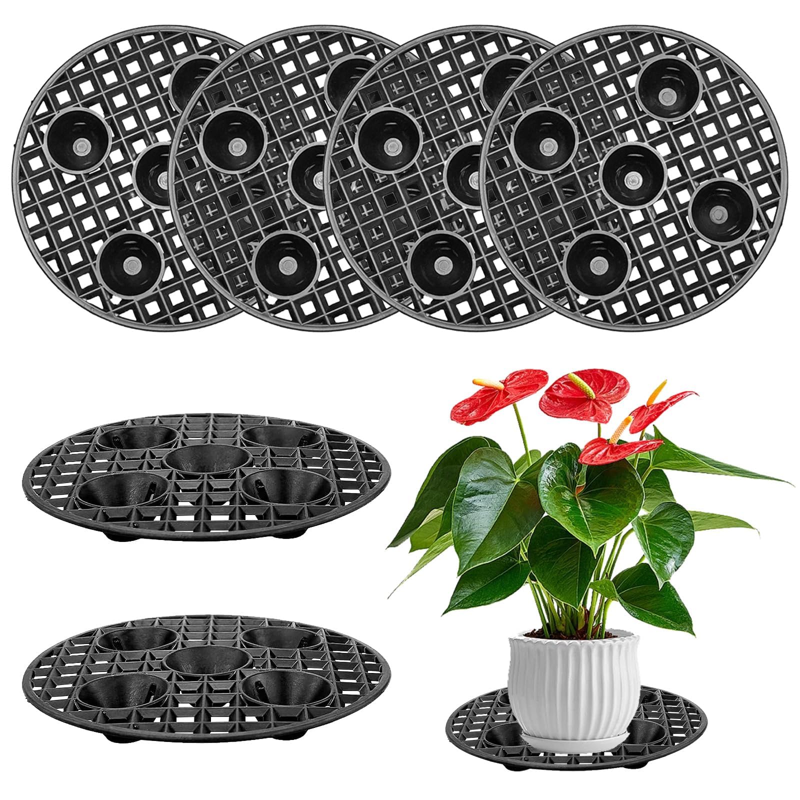 8 Stück Blumentopf-Untersetzer Gitter – 20 Cm Durchmesser, Drainagegitter Für Innen & Außen