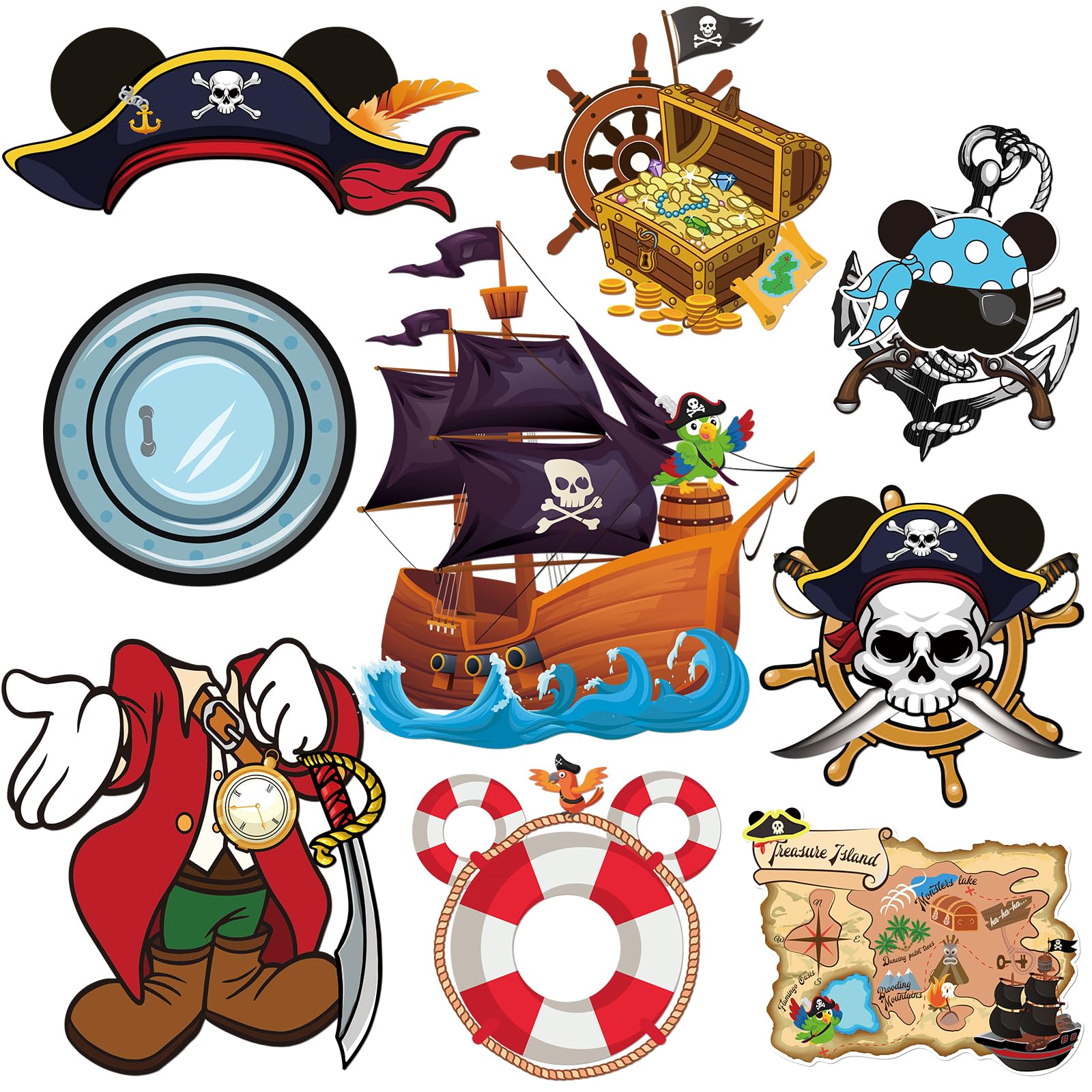 RiVolTa Mouse Cruise Door Magnets - 9 PCs Pirate Captain Ship Cabin Decorations Stateroom Sea Navigation Accessories Anchor Funny Magnetic Stickers