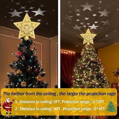 Miniatura 3 de Decoración para árbol de Navidad, proyector de patrón giratorio 3D para decoración del árbol de Navidad, diseño hueco, decoración de Navidad