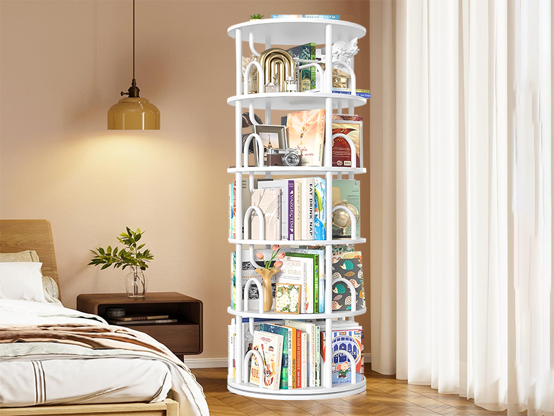 Libreria Girevole A 4 Livelli Beaudreaul – Scaffale Rotante 360°, 60 Kg Di Capacità, Diametro 40 Cm, Altezza 115,5 Cm, In PVC E Lega, Per Libri E Oggetti, Camera Da Letto E Soggiorno