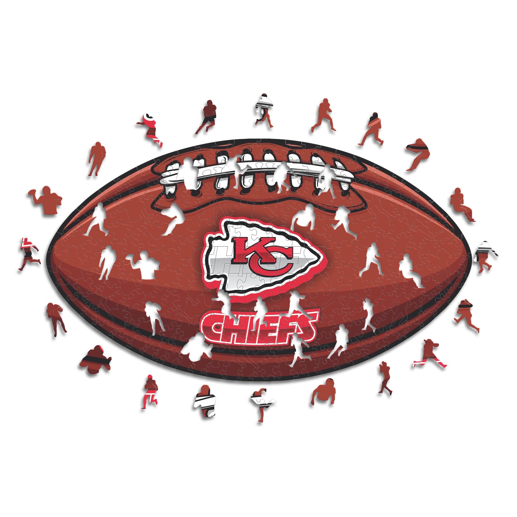 Iconic Puzzles, Kansas City Chiefs Crest, 100% ökologisch nachhaltiges Holzpuzzle mit offizieller Lizenz, Größe L, 500 Teile