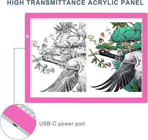 Miniatura 57 de LitEnergy Kit de almohadilla de luz LED de 9 x 12 pulgadas, tablero de luz alimentado por USB, caja de luz de brillo ajustable con 108 ranuras