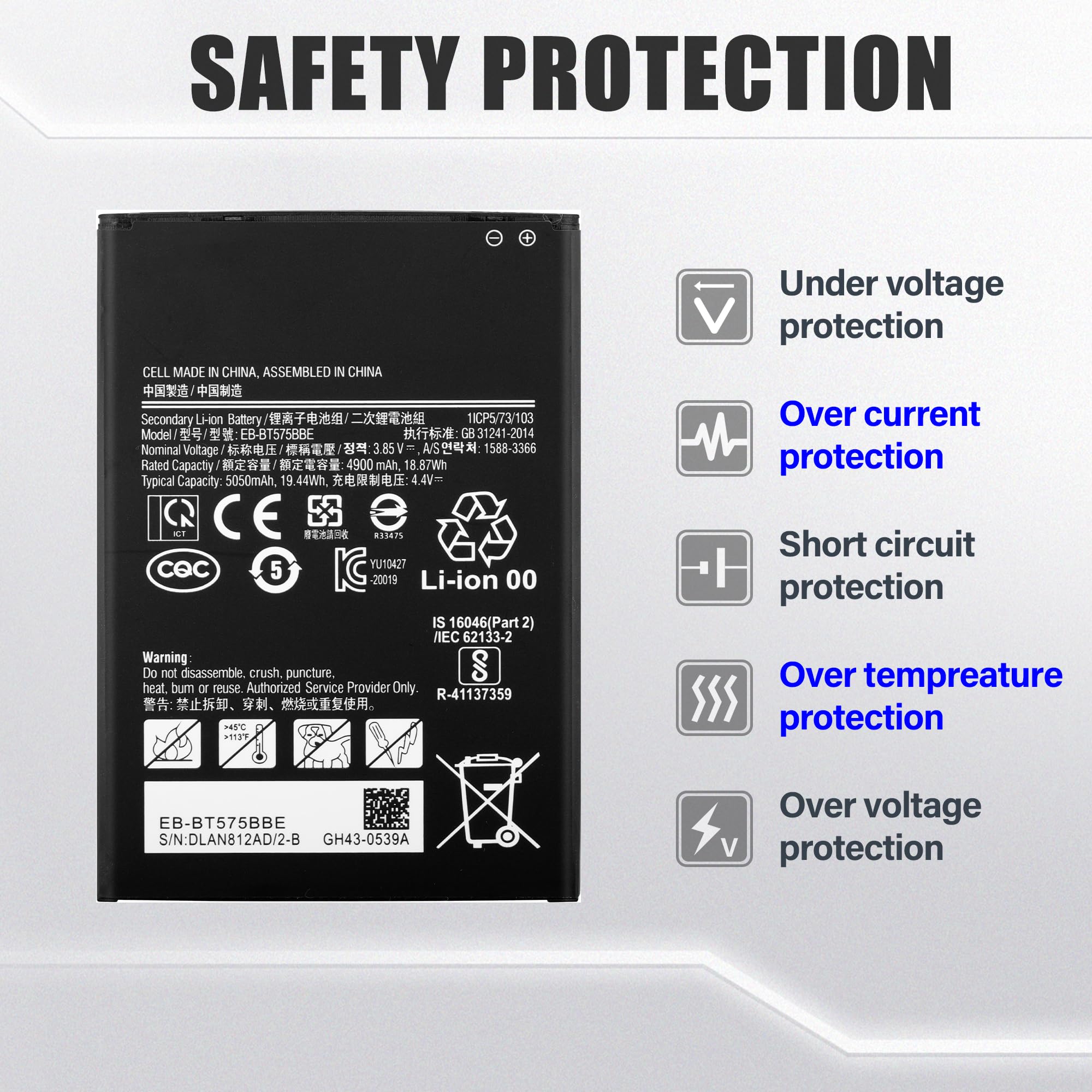 4900 mAh EB-BT575BBE Batteria di ricambio compatibile con Galaxy Tab Active3 T575 con set di attrezzi