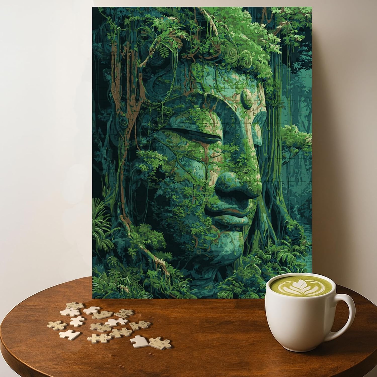 Gold Buddha Peaceful Spiritual Autumn Buddhism Jigsaw Puzzle - 500 Pieces Wooden Puzzle for Adults, Wall Art Gift, Finished Size: 20 x 15 Inch