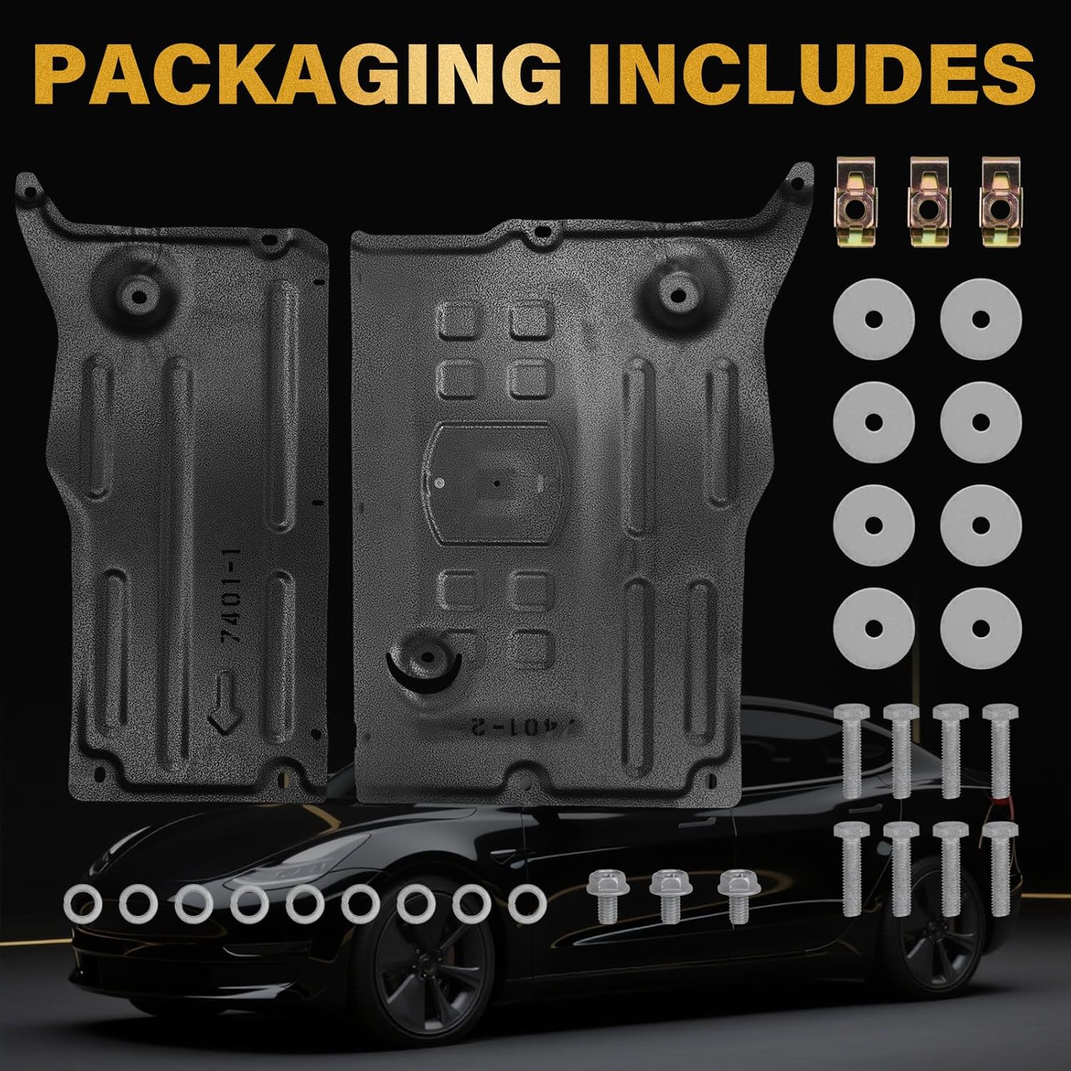 Front Skid Plate Compatible with 2017-2023 Tesla Model 3, 2020-2024 Tesla Model Y, Skid Plates Undercarriage Shield Splash Shield Cover