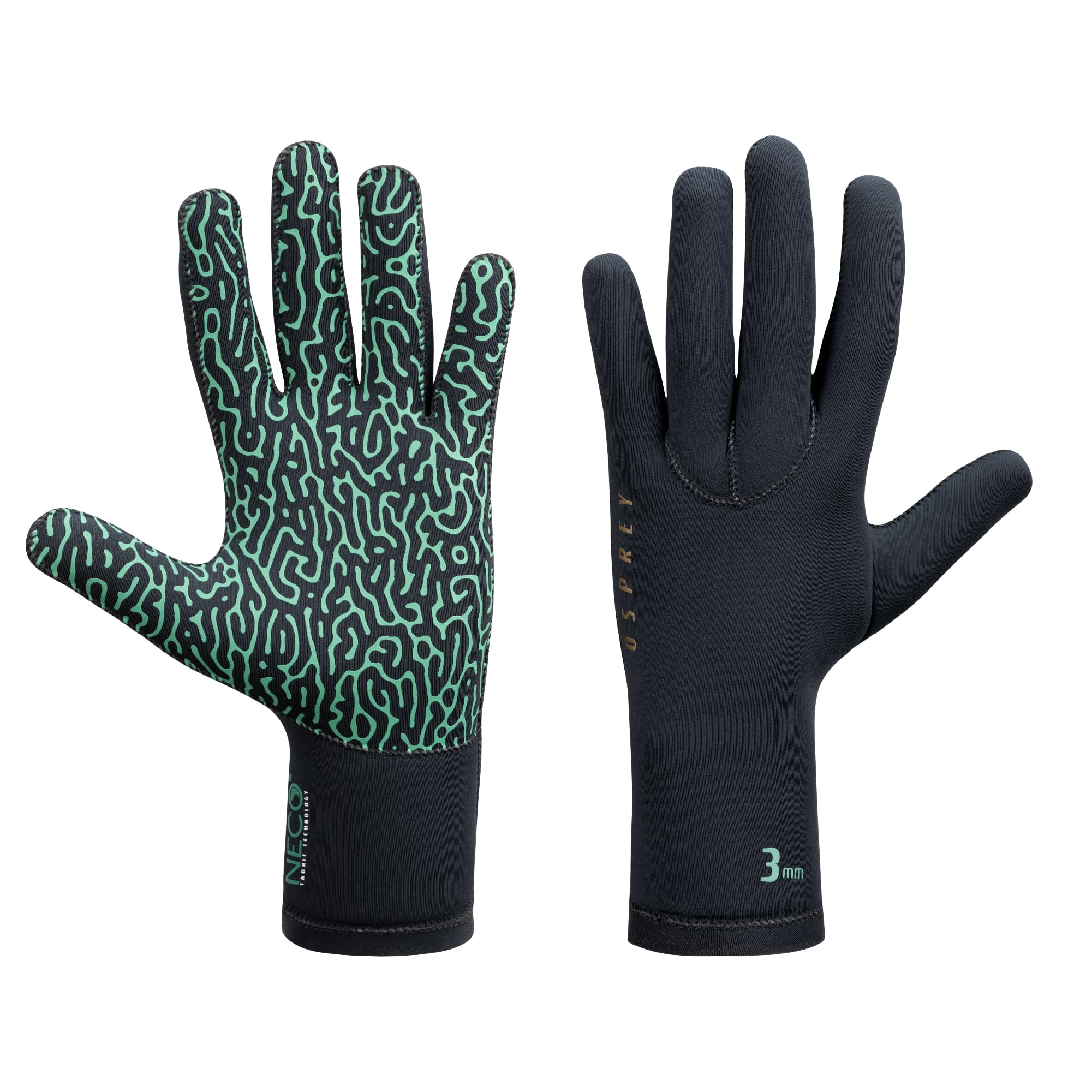 Osprey Source Eco Wetsuit Gloves, 3mm Neoprene, Thermal, Waterproof, Anti-Slip Grip for Surfing, Diving, Swimming and Snorkelling, Black