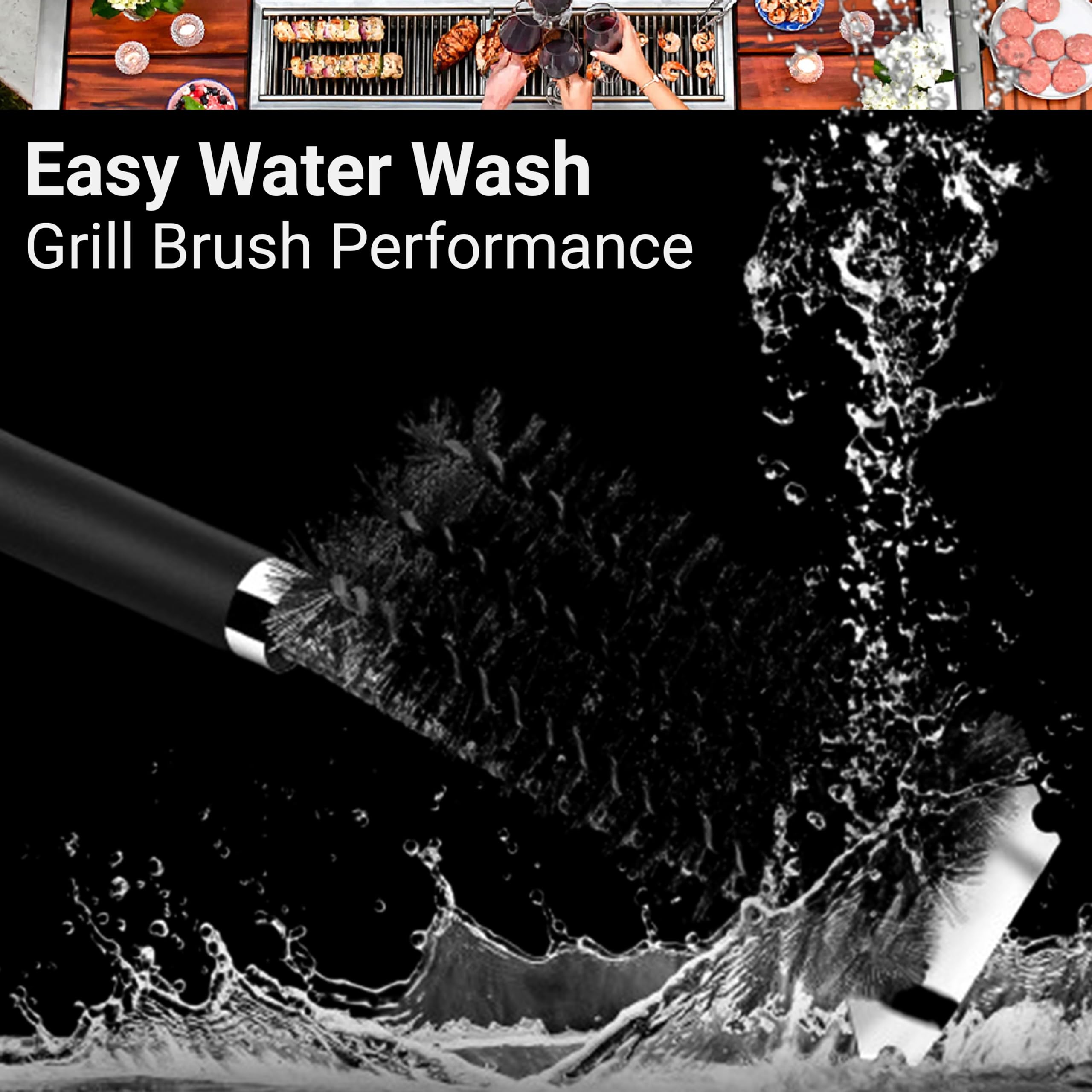 BBQ Grill Cleaning Brush with Stainless Steel Scraper, Heavy Duty Wire Bristles & Long Handle, 2-in-1 Barbecue Cleaner for Gas, Charcoal & Electric Grill, BBQ Cleaning Brush Set with Bonus Brush - 3