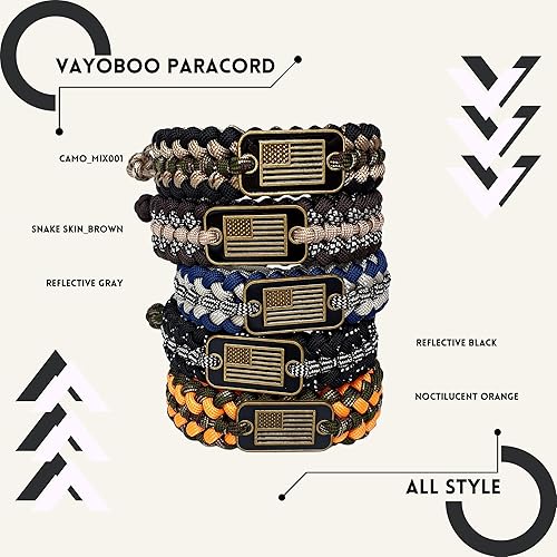 Miniatura 8 de Pulsera de paracaídas  Pulseras militares de veteranos del ejército de Estados Unidos para hombres, pulsera táctica trenzada multiusos de