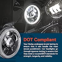 Vista 2 de TRUE MODS - Faro LED Harley de 5.75 pulgadas para Harley Davidson [acabado negro] [HALO DRL] [Cumple con DOT] Faro LED redondo para motocicleta Dyna