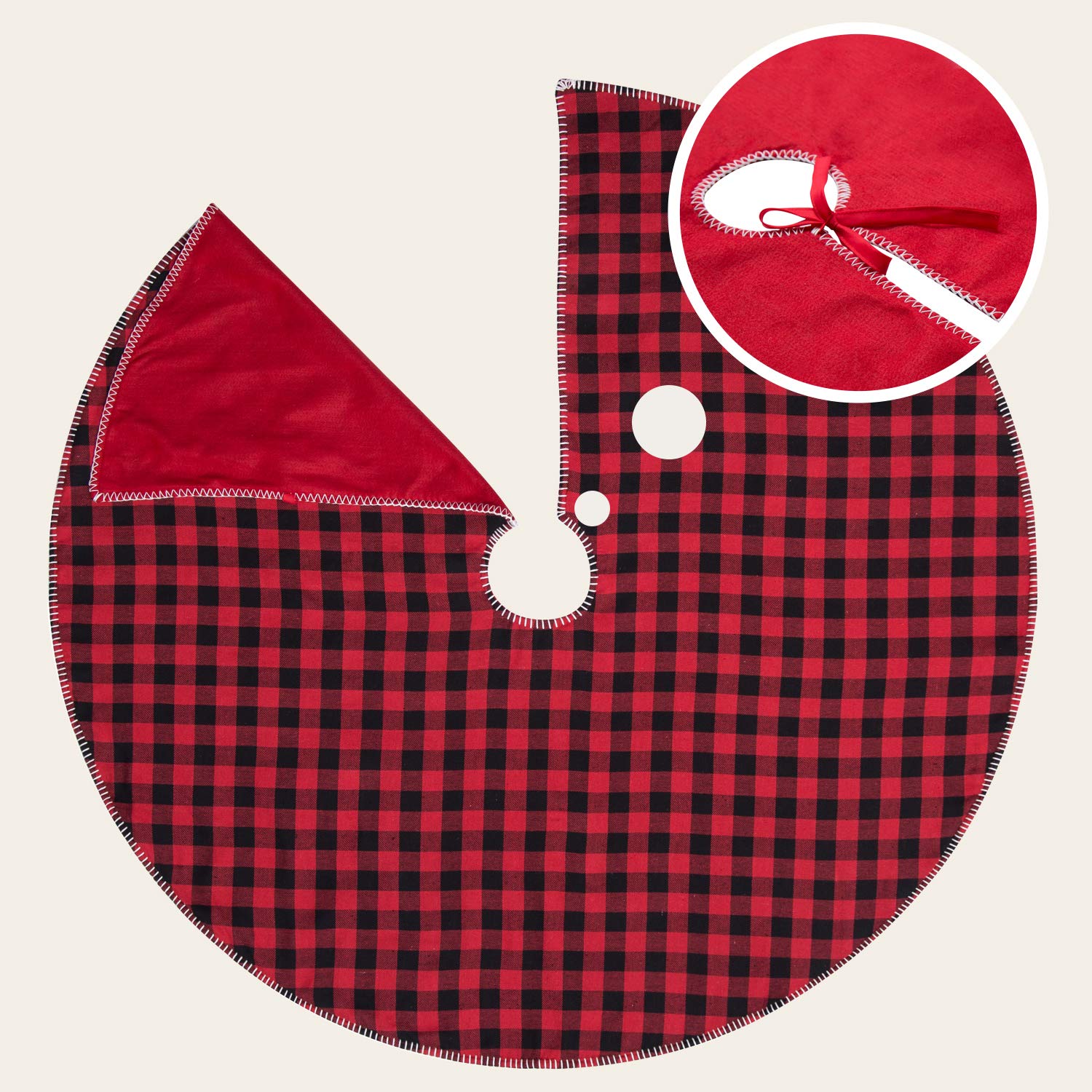 CELIVESGG 48" Christmas Tree Skirt Burlap Tree Skirt Buffalo Plaid Tree Skirt Decorations for Holiday Party Xmas Tree Ornament (Buffalo Plaid)