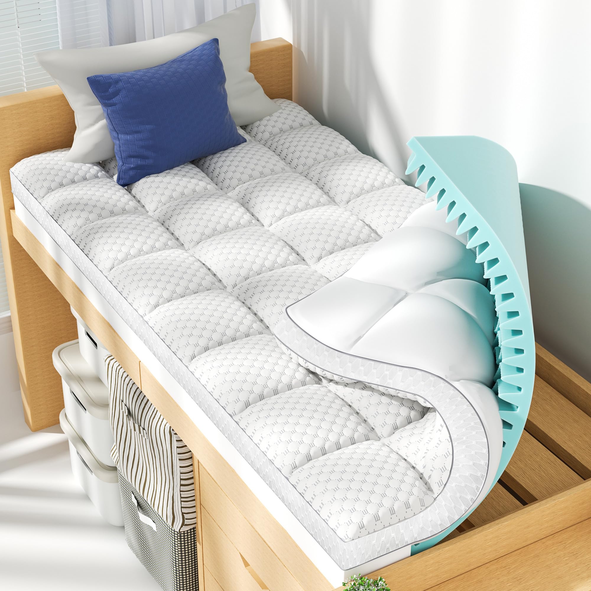 BEDELITE 4-Inch Dual Layer Mattress Topper
