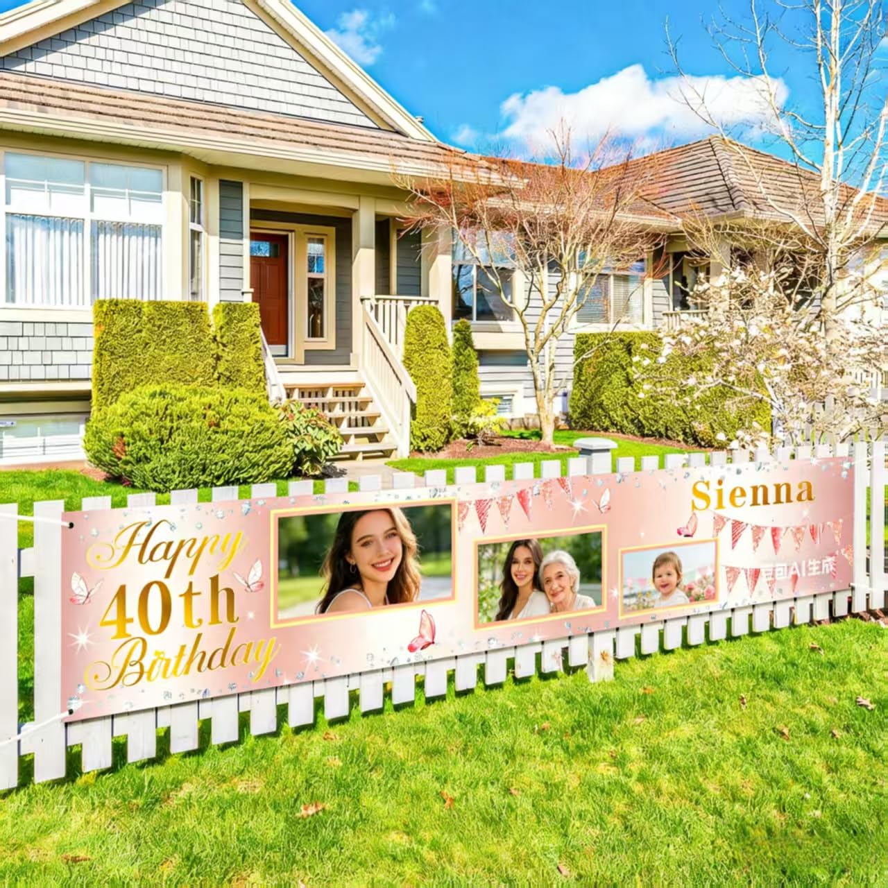 Custom Happy Birthday Banner, Personalized Birthday Banner, Happy Birthday Background Customize for Men Women Kids with Picture/Name/Age Decorations Indoor Outdoor (Style 12)
