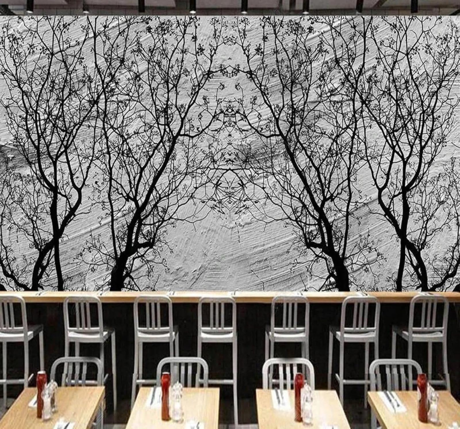 XLMING Vintage Grey Concrete Wall Hand Painted Trees 3D Wallpaper Luxury Home Dining Decor Paste Sofa Living Room The Wall for Bedroom Mural-430cm×300cm