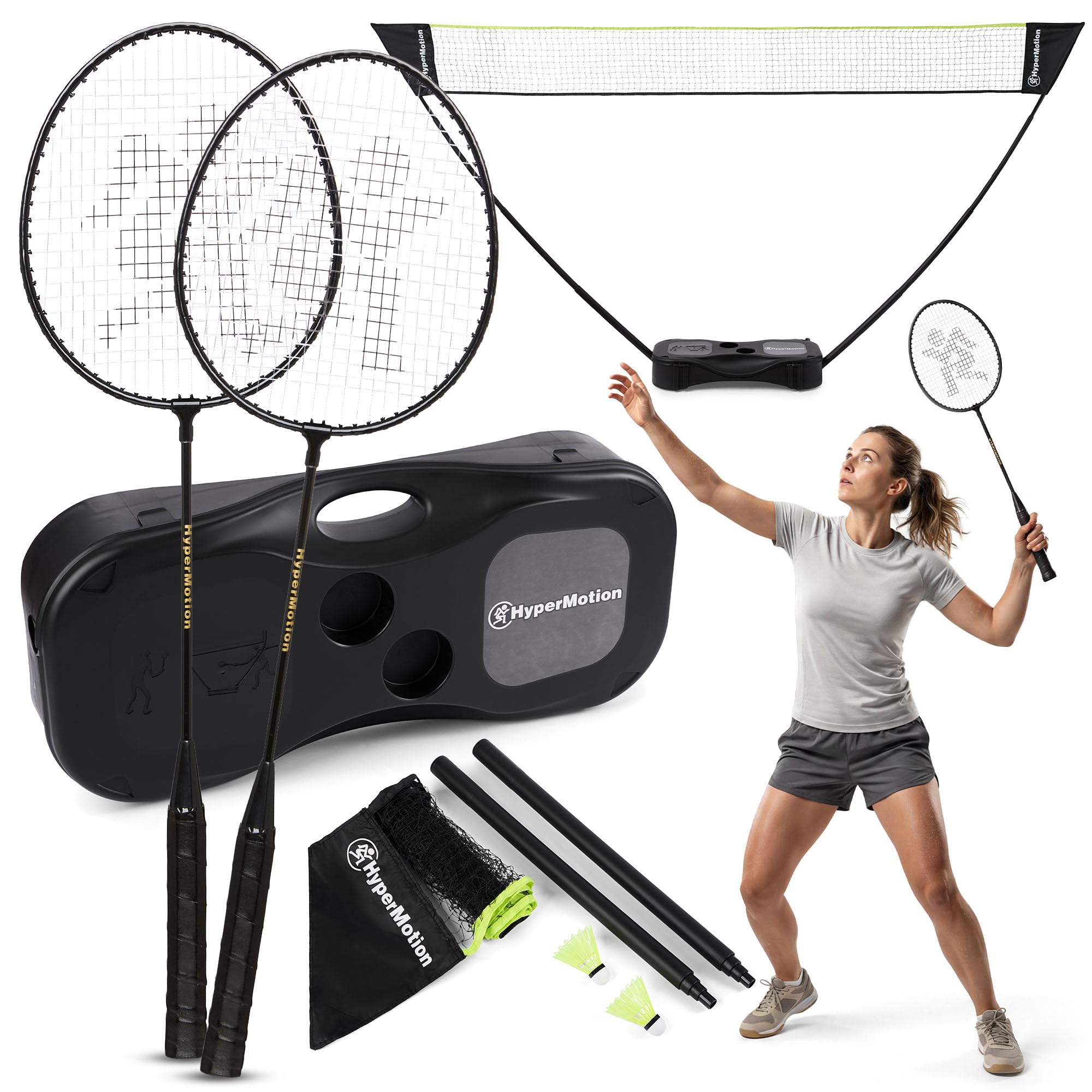 HyperMotion Racchetta Badminton - Racchetta Adulto in Acciaio con Borsa Oxford - Set Badminton Completo Giochi Esterni 0,75kg 10+