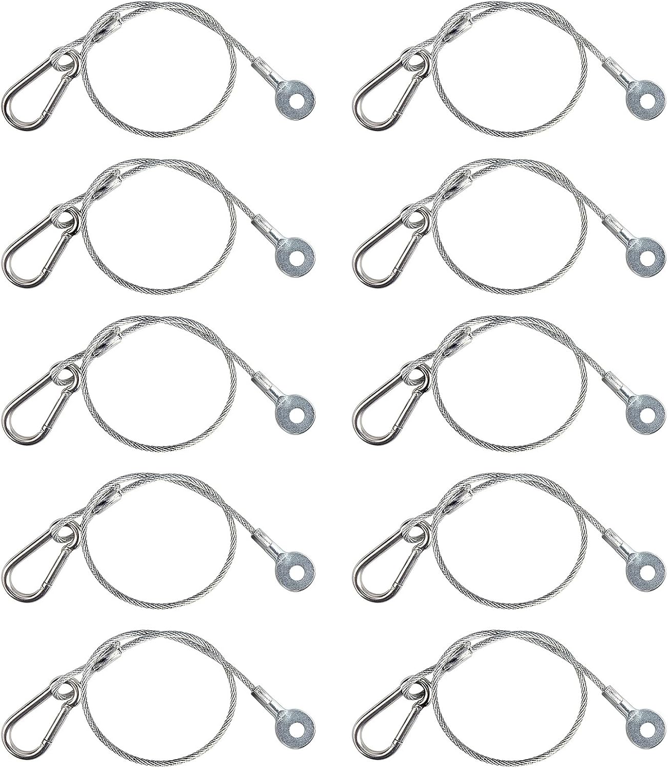 TSSS 10 Pieces 30cm Stage Light Safety Cables with Buckle and Eyelet