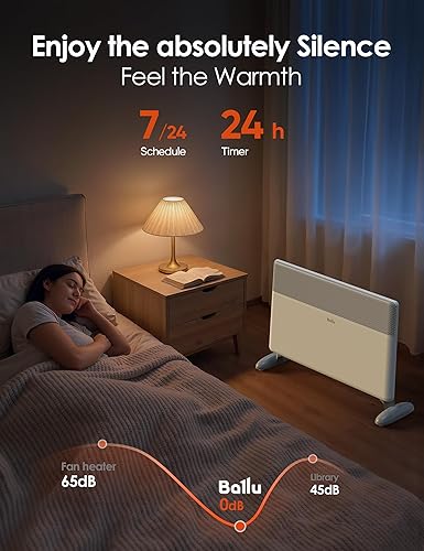 Miniatura 6 de Ballu Calentador de espacio de panel de convección para habitación grande, calentador eléctrico de 1500 W con termostato programable, control de