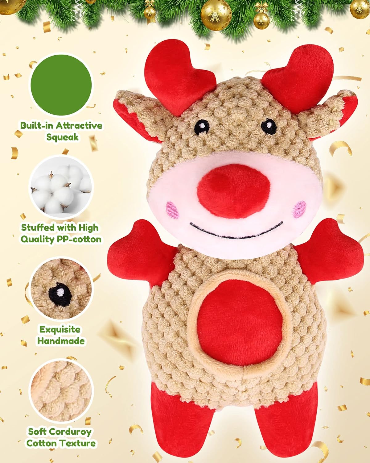 Pweituoet Christmas Dog Toys, 6 Pack Dog Rope Toys and Plush Dog Toys/Dog Gifts for Puppy Small Medium Large Dogs image 3