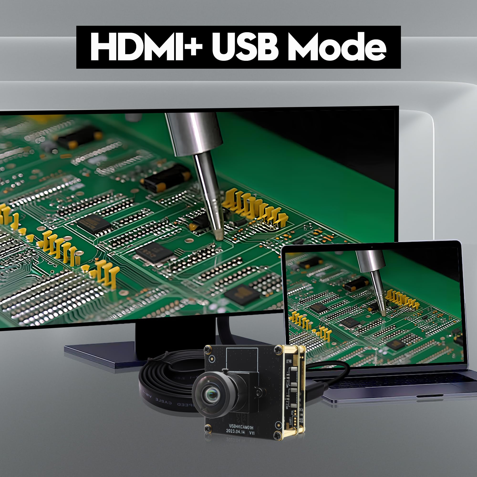 Svpro caméra HDMI USB 4K - Module grand angle pour moniteur - Projecteur - Double sortie - Caméra Lightburn - 2 x Digital Zoom Webcam Board H.264 8 MP UVC USB2.0 - Sans