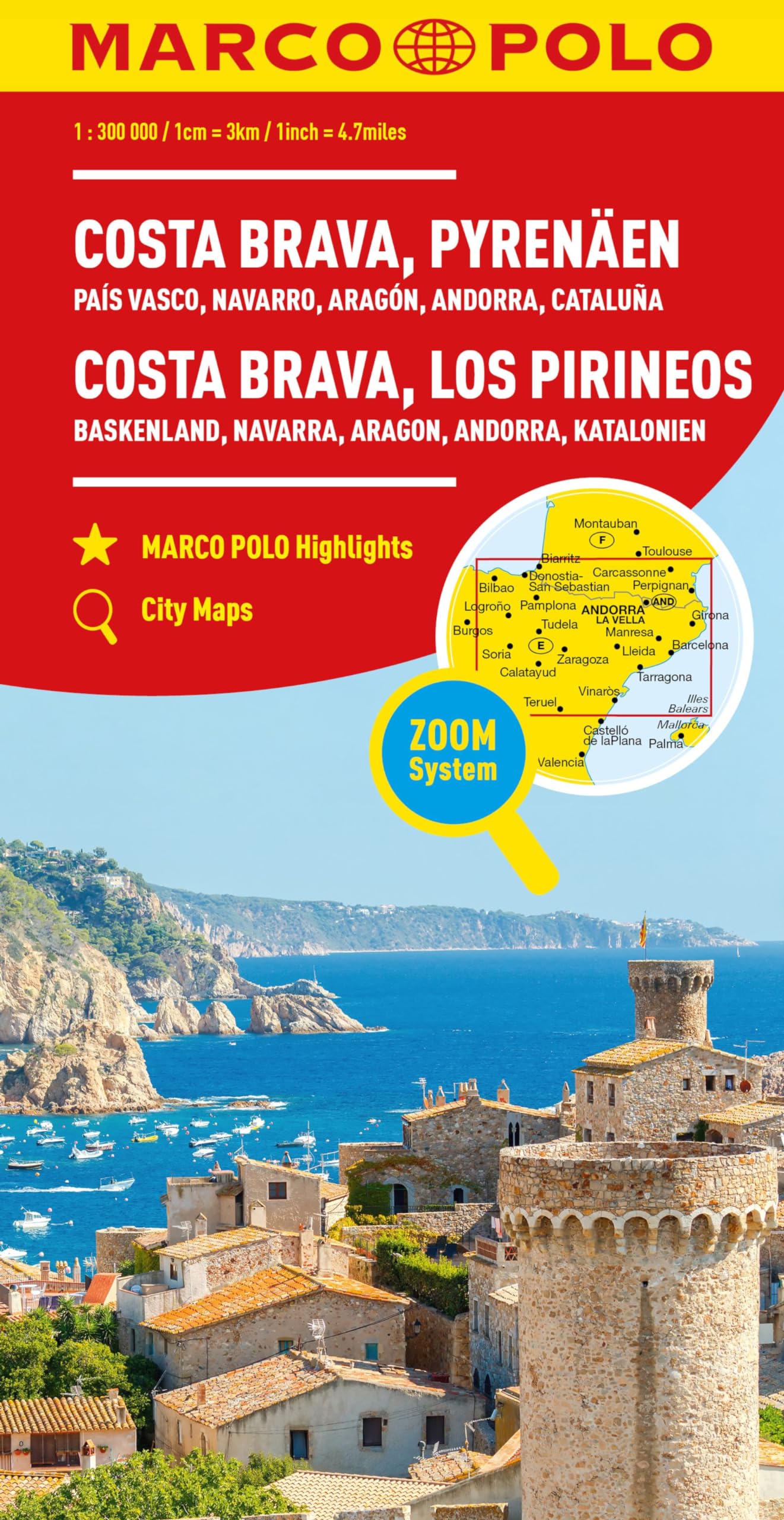 Costa Brava Marco Polo Map: Includes Pyrenees, Basque Country, Navarre, Aragon, Andorra and Catalonia